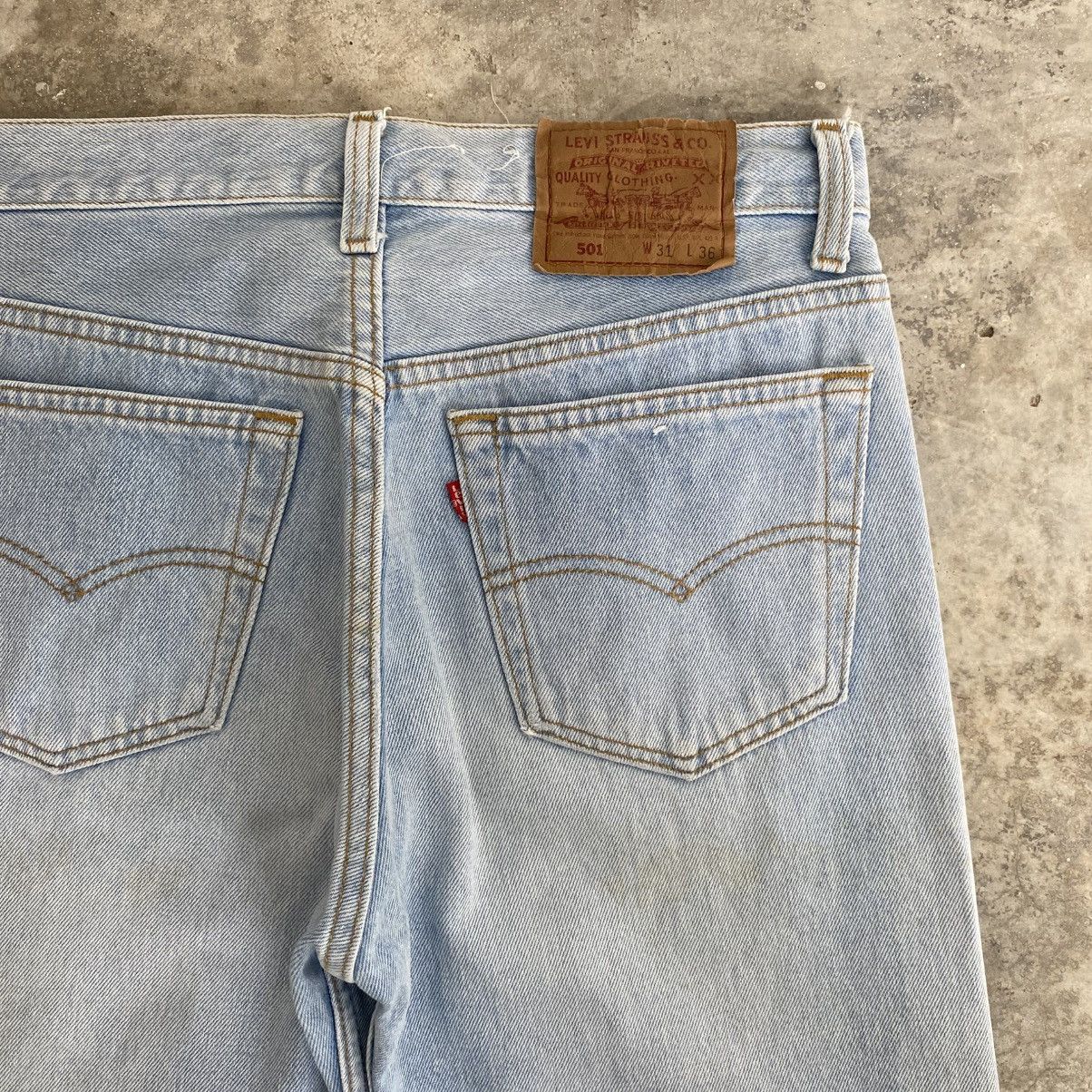 Levi's Vintage 90’s Levis 501 Faded Light Blue Distressed Jeans Size US 30 / EU 46 - 13 Thumbnail