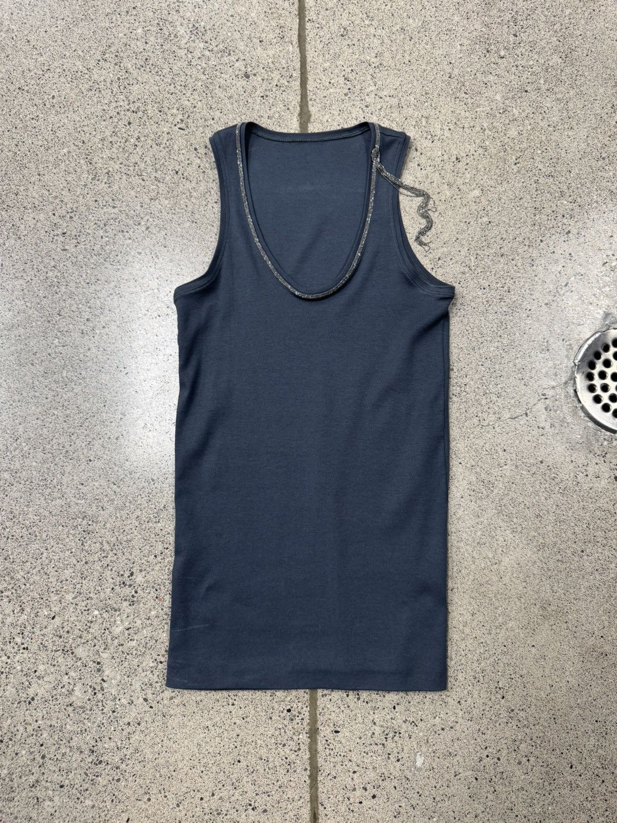 Brunello Cucinelli Brunello Cucinelli Silver ‘Necklace’ Ribbed Tank Top Size US M / EU 48-50 / 2 - 1 Thumbnail