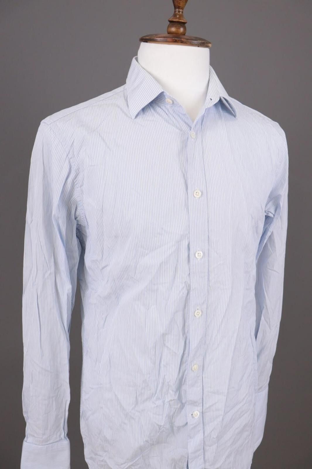 Gieves & Hawkes Gieves & Hawkes Blue Pinstripe Cuffs Dress Shirt Size 16 Size US M / EU 48-50 / 2 - 3 Thumbnail