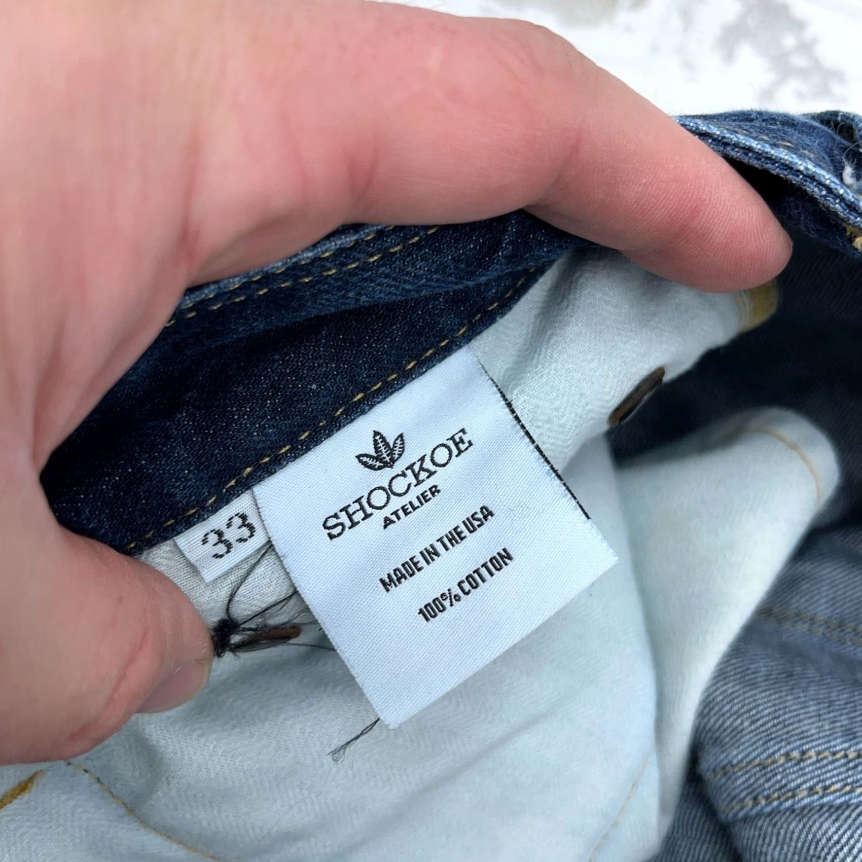 Vintage Shockoe Atelier Jeans Men 33x28 Slim Straight Denim Button Fly Dark Blue Wearable Vintage: No? (Note: This is a placeholder) Size US 33 - 7 Thumbnail
