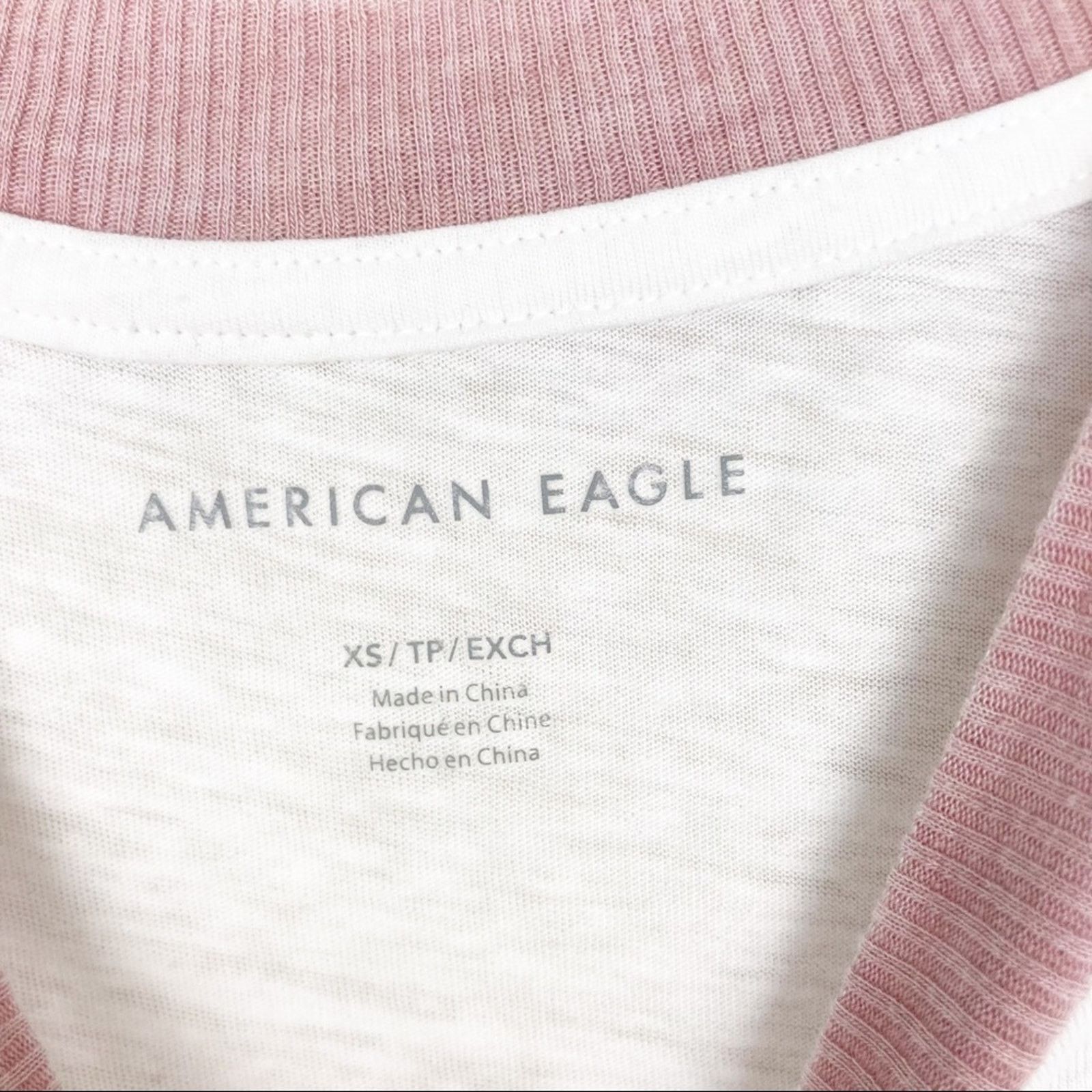 American Eagle Outfitters American Eagle White Burnout Spellout Ringer T Shirt Sz XS Size XS / US 0-2 / IT 36-38 - 3 Thumbnail