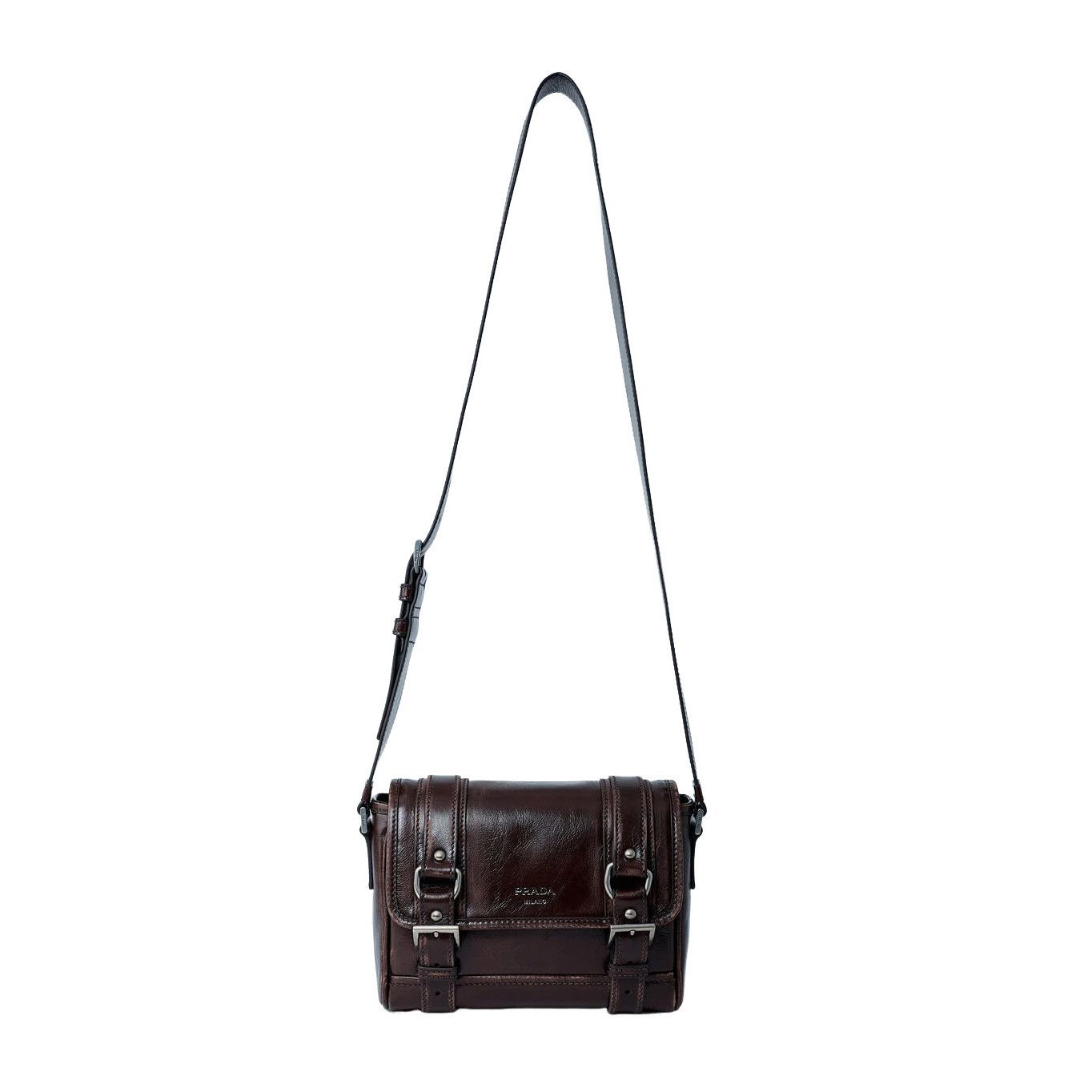 Prada PRADA Explore Dark Brown Leather Shoulder Bag New & Authenti Size ONE SIZE - 1 Thumbnail