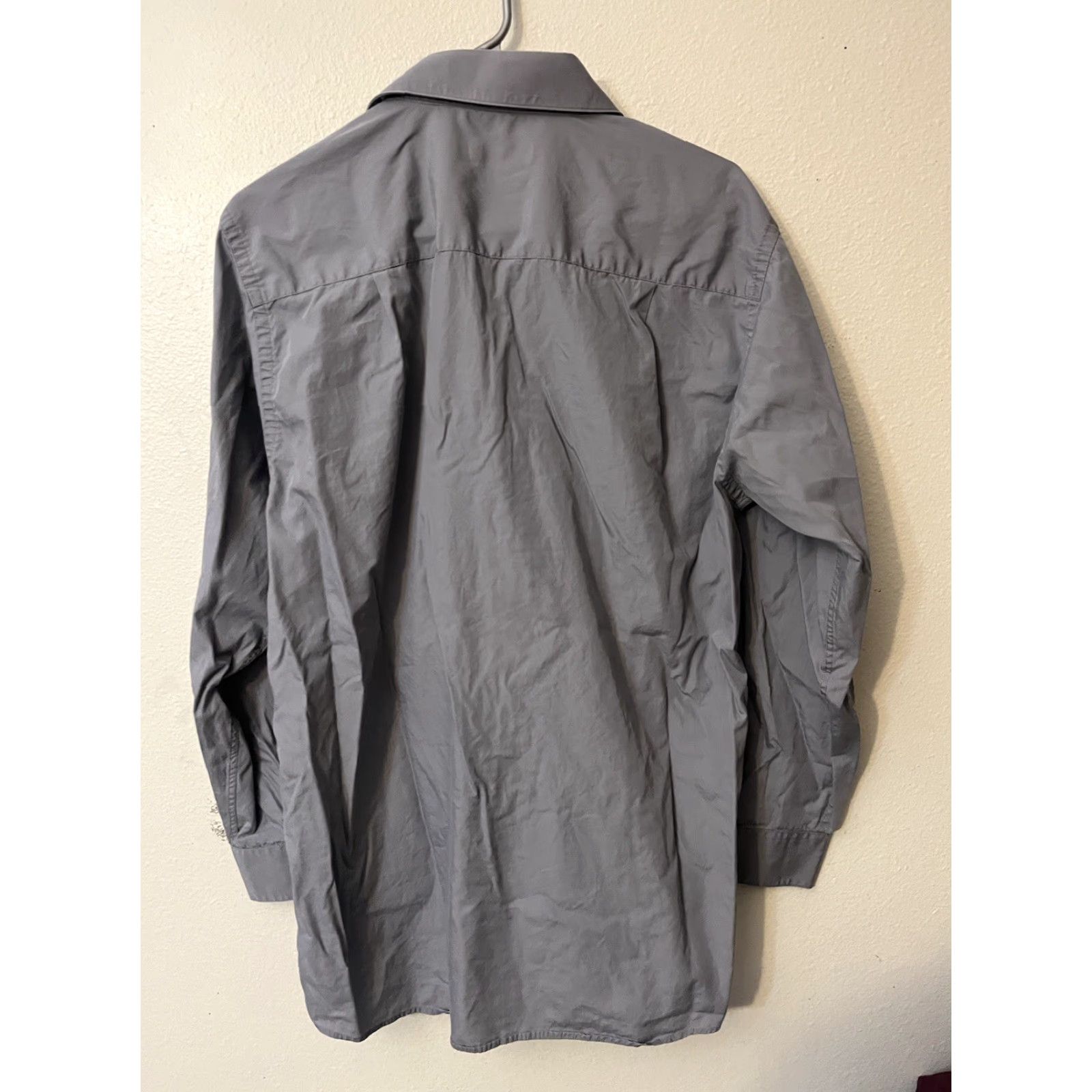 Calvin Klein Calvin Klein Shirt Men Dress Shirt Reg Fit 15.5 Gray Solid Button Back to Front? Size 40R - 3 Thumbnail