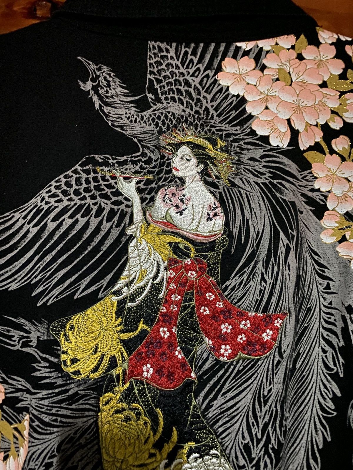 Japanese Brand Japanese Traditional Embroidered Phoenix Sakura Short-Sleeve Size US 40 / EU 56 - 13 Thumbnail
