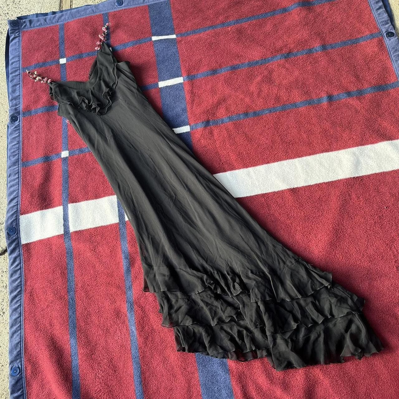 Other Y2K Vintage I.C.E black Silk rose tiered ruffle dress Size M / US 6-8 / IT 42-44 - 2 Thumbnail