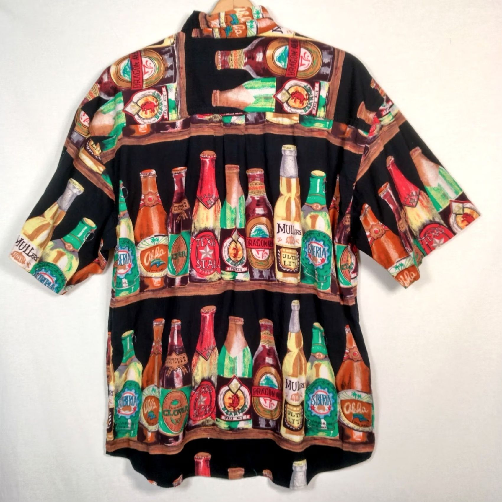 ALOHAS Sergio Valente Beer Shirt Men L Black Short Sleeve Button-Up Collared Brew Bottles Aloha Party Casual Size US L / EU 52-54 / 3 - 3 Thumbnail
