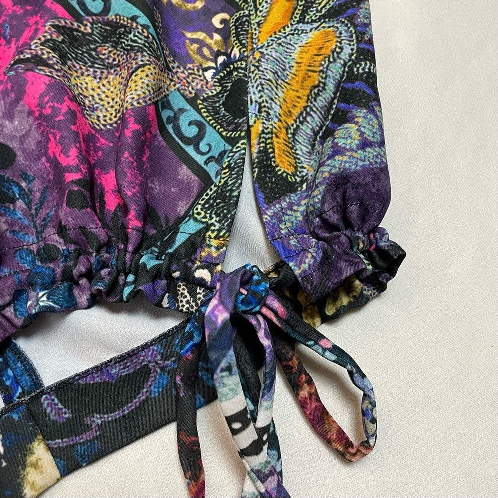 FUZZI Fuzzi 3/4-Sleeve Multi Floral-Print Drawstring Top Size 42 Size M / US 6-8 / IT 42-44 - 9 Thumbnail