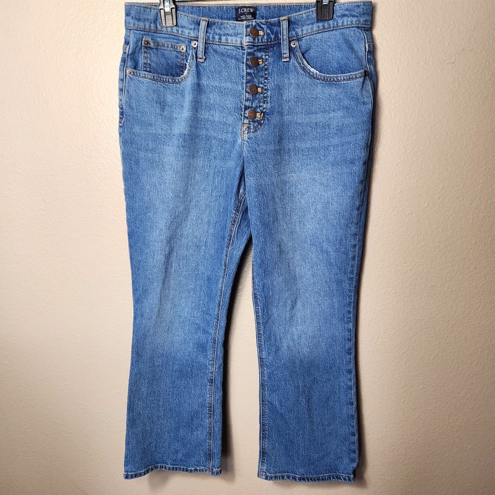 J.Crew J.CREW Mid Rise Flare Exposed Button Fly Crop Jeans 2022-Size 30 Blue Women Size 30" / US 8 / IT 44 - 2 Thumbnail