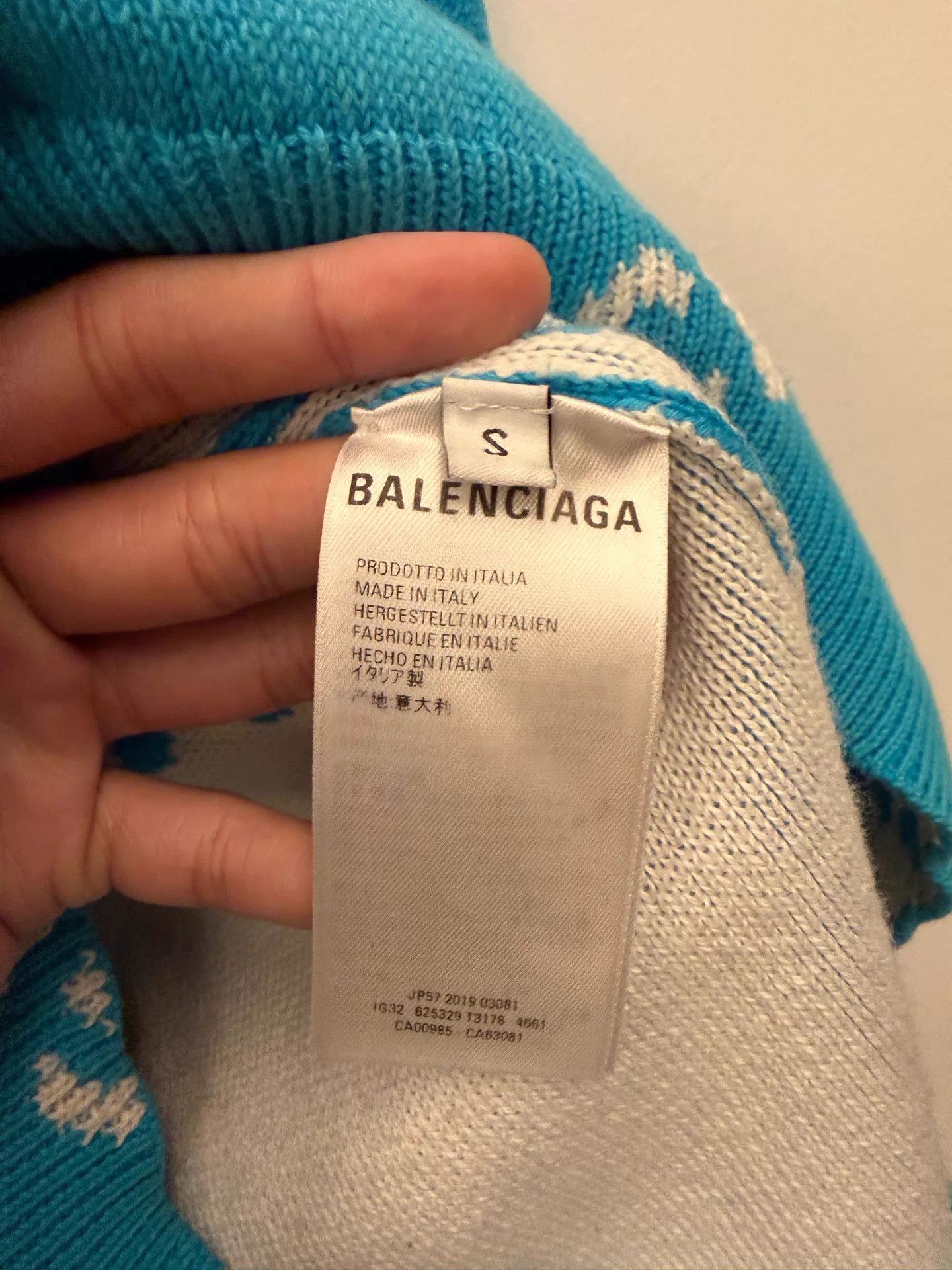 Balenciaga Balenciaga All Over Logo Sky Blue Sweater S Like New Size US S / EU 44-46 / 1 - 3 Thumbnail