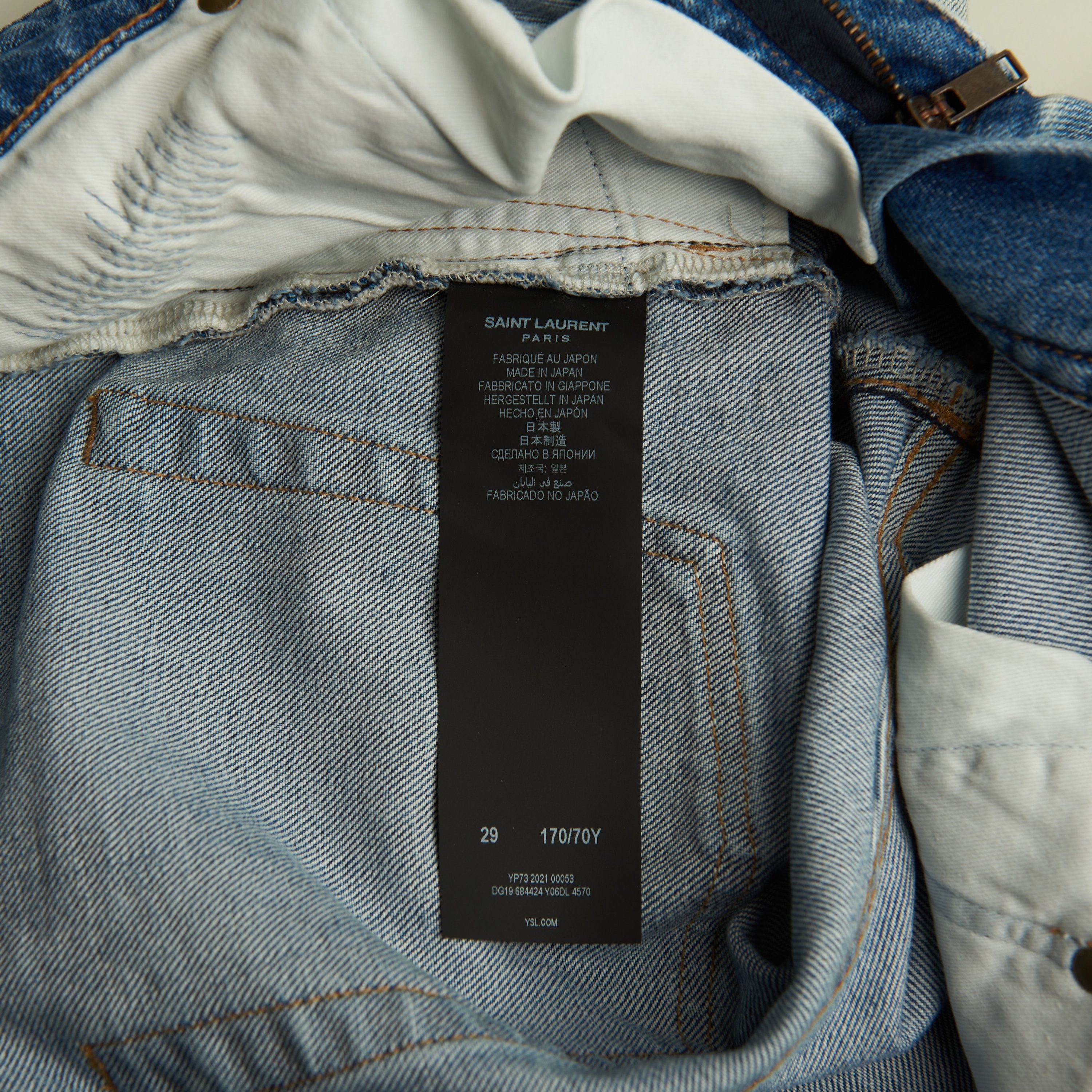 Saint Laurent Paris Skinny Mid-Waist Jeans In Santa Monica Blue Denim Size 29" - 11 Thumbnail