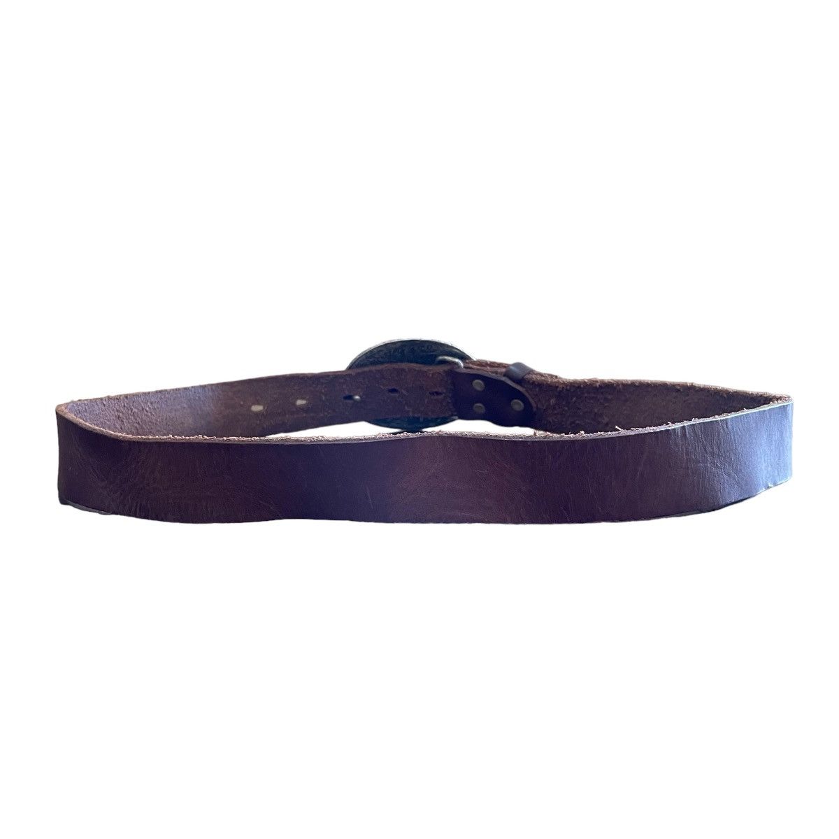 Diesel × Japanese Brand × Vintage Vintage 70s Heavy Oval Plaque Solid Leather Buckle Belt Size ONE SIZE - 5 Thumbnail