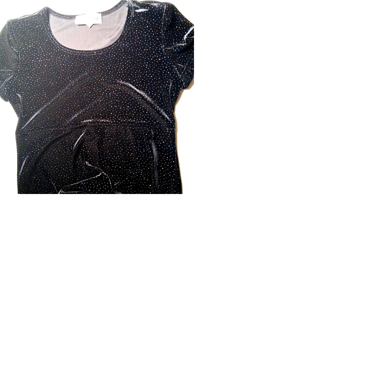 Velour VINTAGE Ronni Nicole Maxi Dress 6P Black Velour Rainbow Glitter Whimsical Size M / US 6-8 / IT 42-44 - 9 Thumbnail