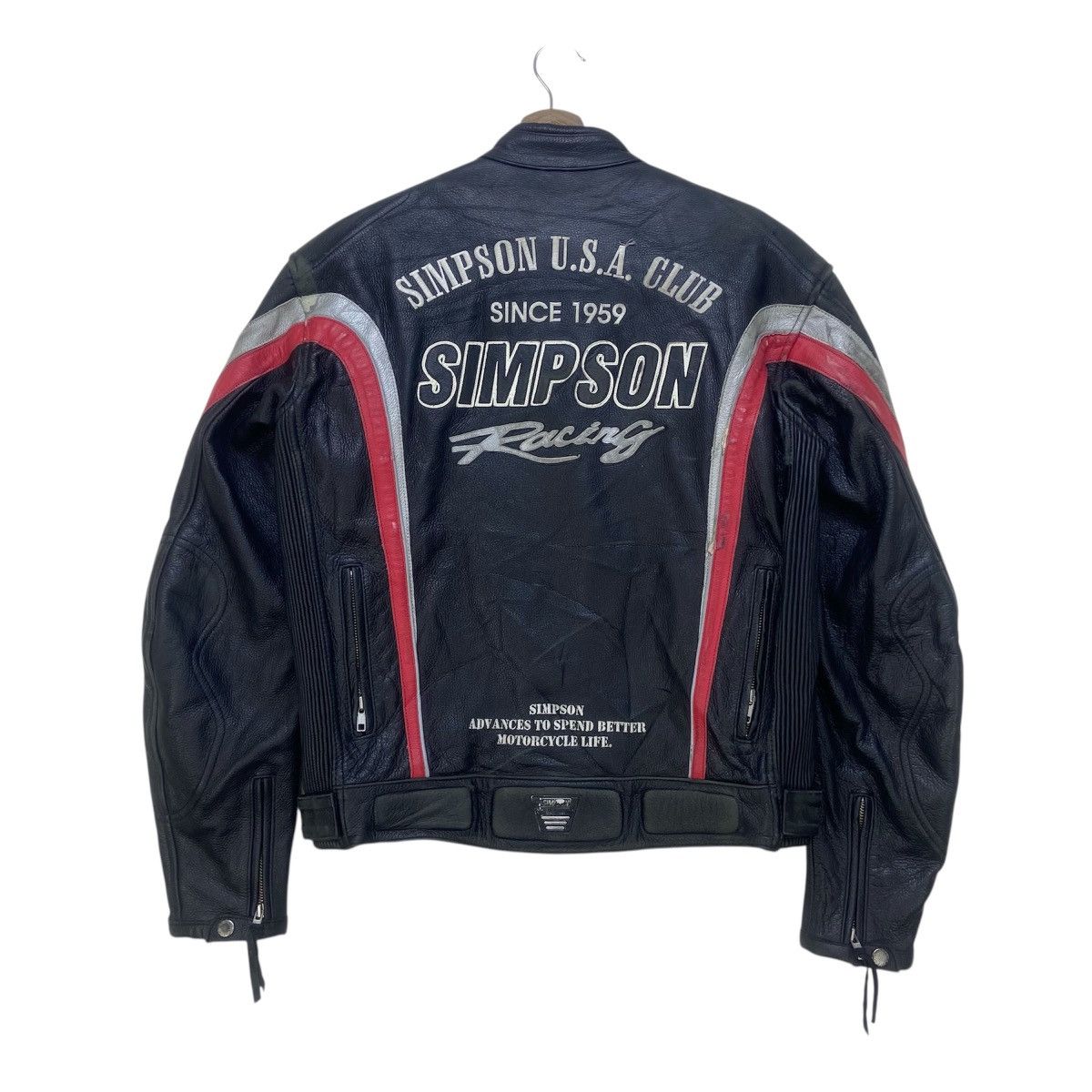 Other Simpson Racing North Carolina U.S.A Leather Biker Jacket Size US S / EU 44-46 / 1 - 2 Thumbnail