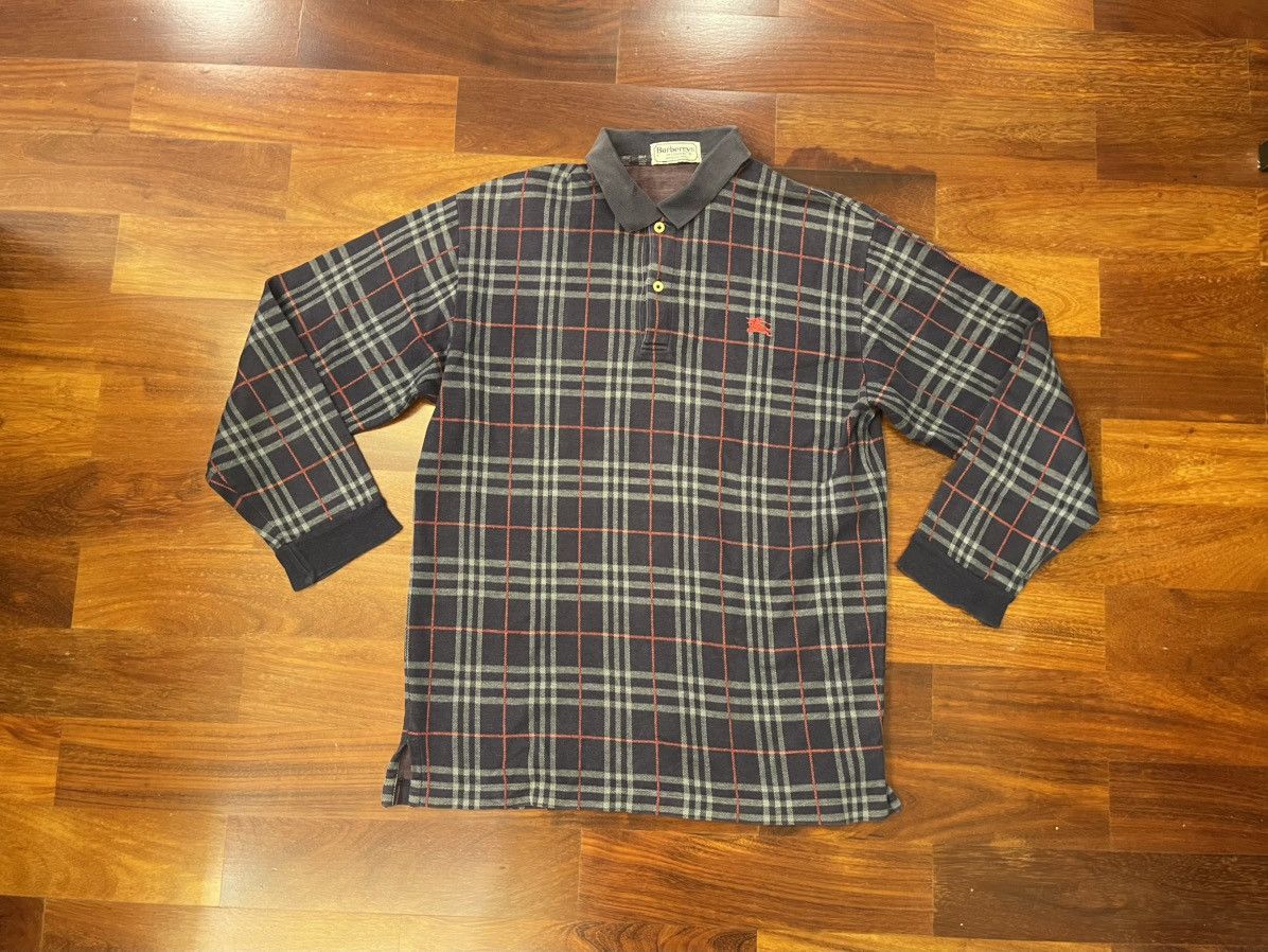 Burberry Vintage Burberry Men's Dark Check Polo Size US M / EU 48-50 / 2 - 2 Thumbnail