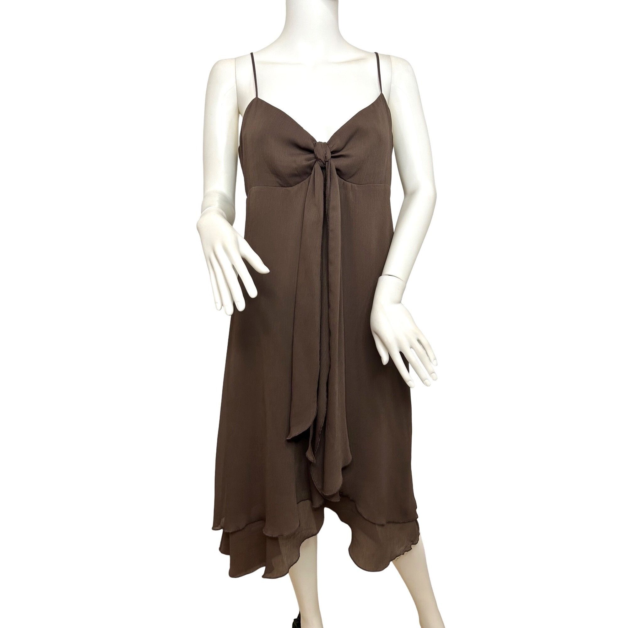 Michael Kors Michael Kors Dress Brown 10 Tiered Sleeveless Bow Tie Adjust Size L / US 10 / IT 46 - 1 Thumbnail