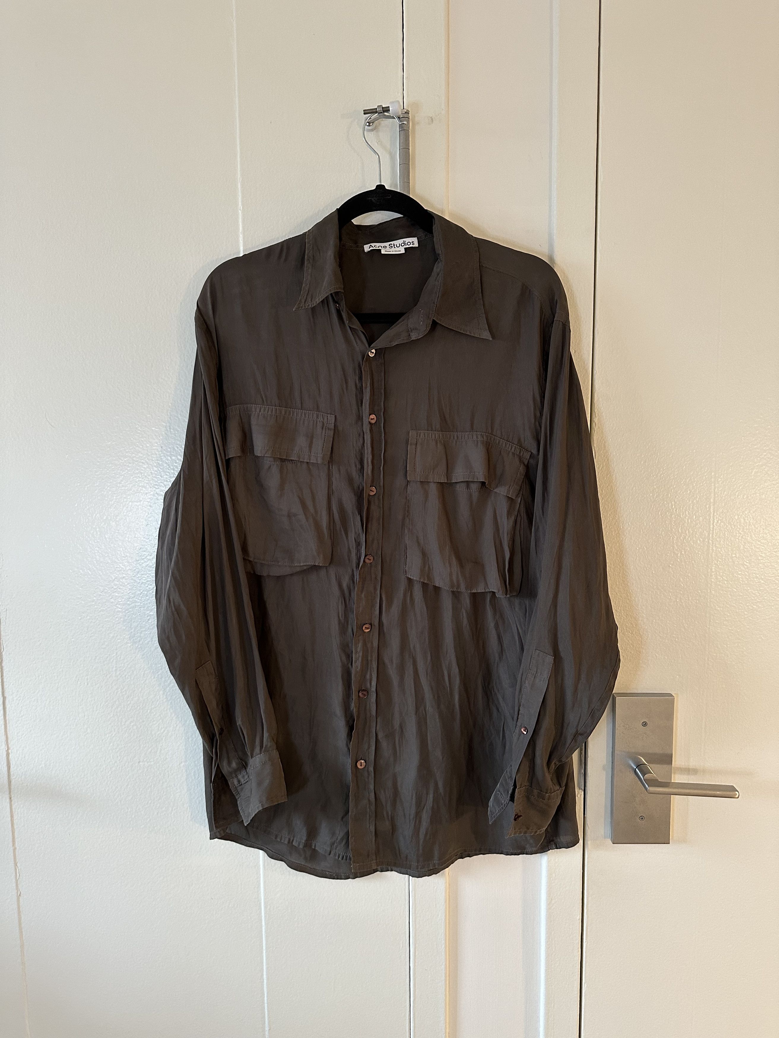 image of Acne Studios Lightweight Utility Shirt (Oversized) in Grey, Men's (Size XL)