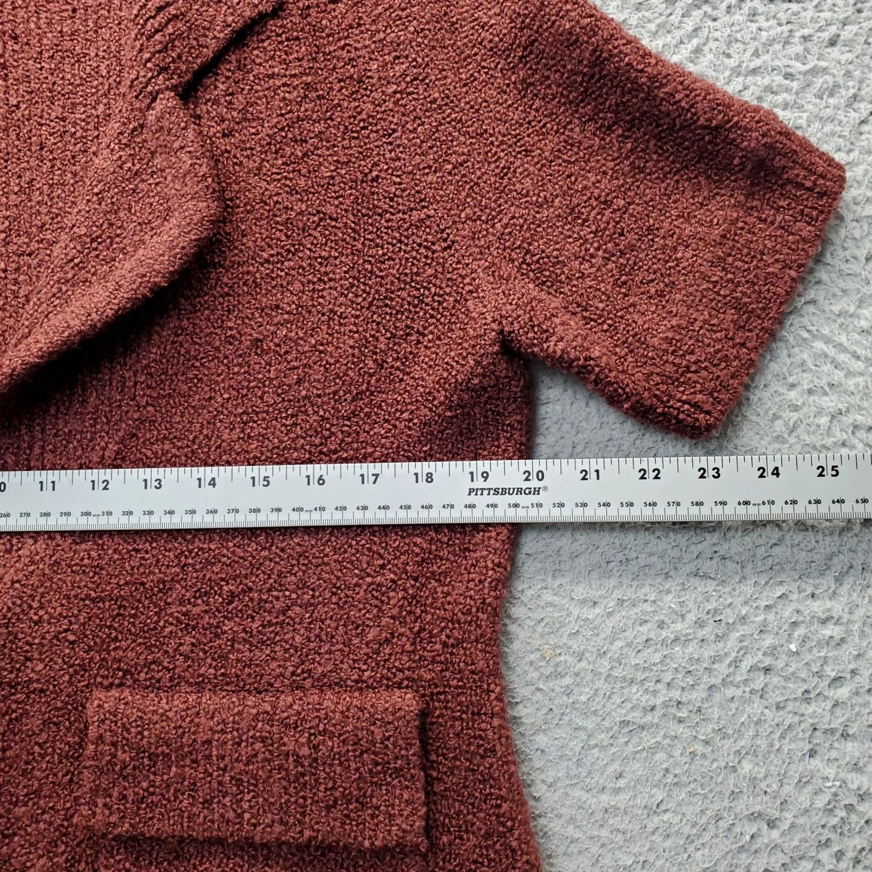 Vintage Axcess Cardigan Blazer Women XL Burgundy Knit Notch Lapel Patch Pocket Button Shirt / Sweater Size XL / US 12-14 / IT 48-50 - 4 Thumbnail