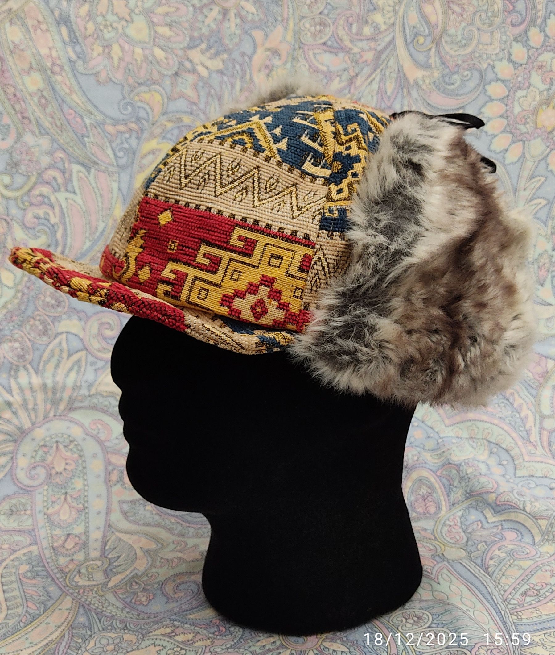 Japanese Brand ITTICACA Japan Andean Tapestry Earflap Cap Winter Hat Rare Size ONE SIZE - 3 Thumbnail