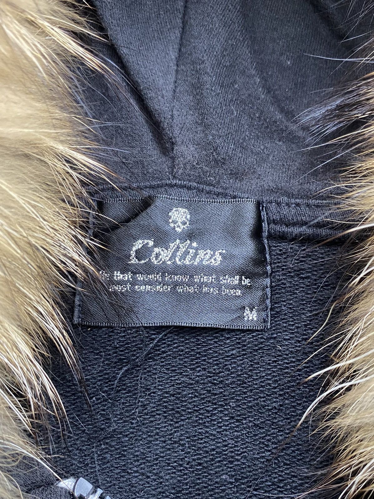 Japanese Brand 2000s Collins Skulls Poem Cross Grunge Punk Fur Zip Hoodie Size US M / EU 48-50 / 2 - 13 Thumbnail