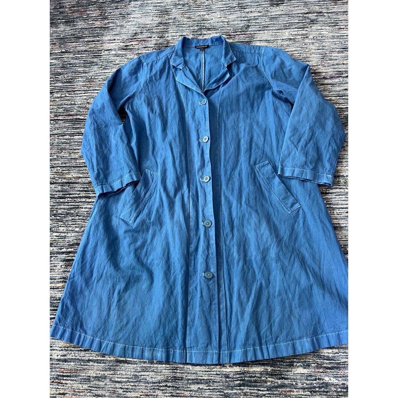Eileen Fisher Eileen Fisher light weight blue cotton blend coat jacket siz Size M / US 6-8 / IT 42-44 - 8 Thumbnail