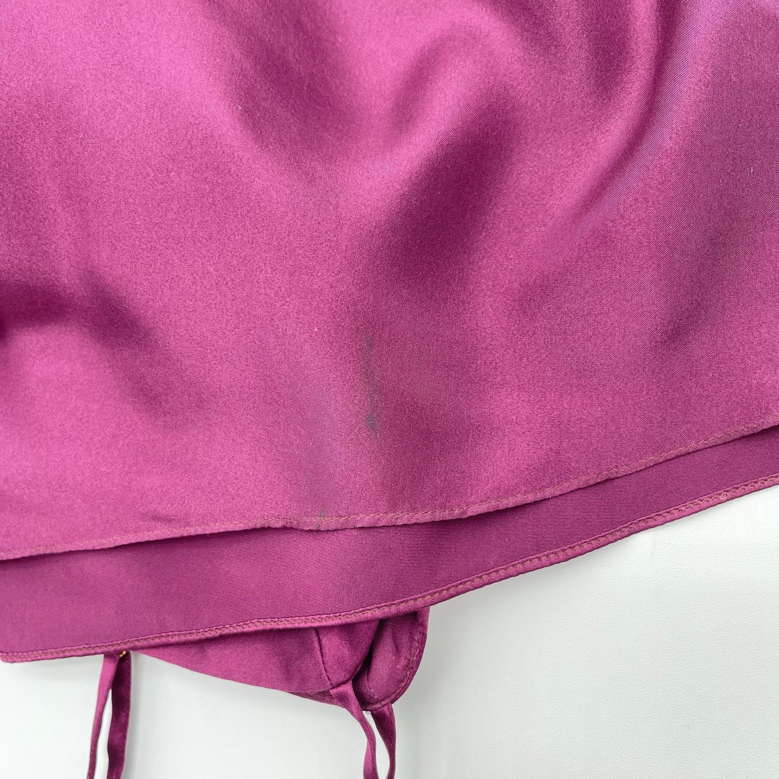 The Sei Ruched Cut Out Silk Midi Dress in Burgundy 2