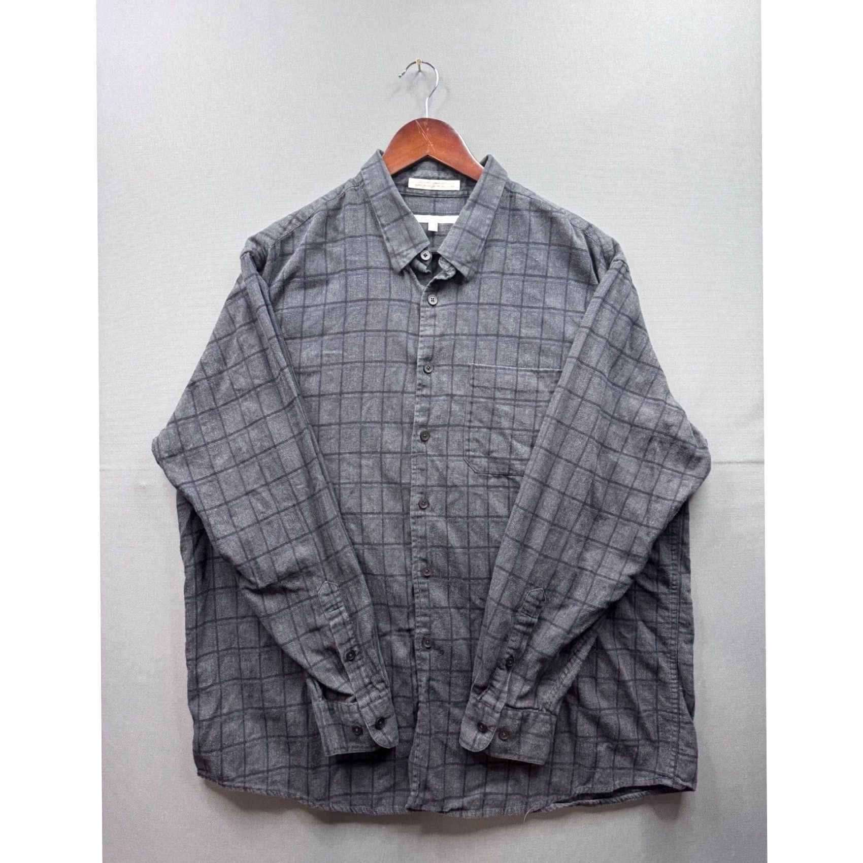 Perry Ellis Perry Ellis Mens XL Gray Plaid Button-Down Shirt 100 Cotton Long Sleeve Casual Size US XL / EU 56 / 4 - 2 Thumbnail