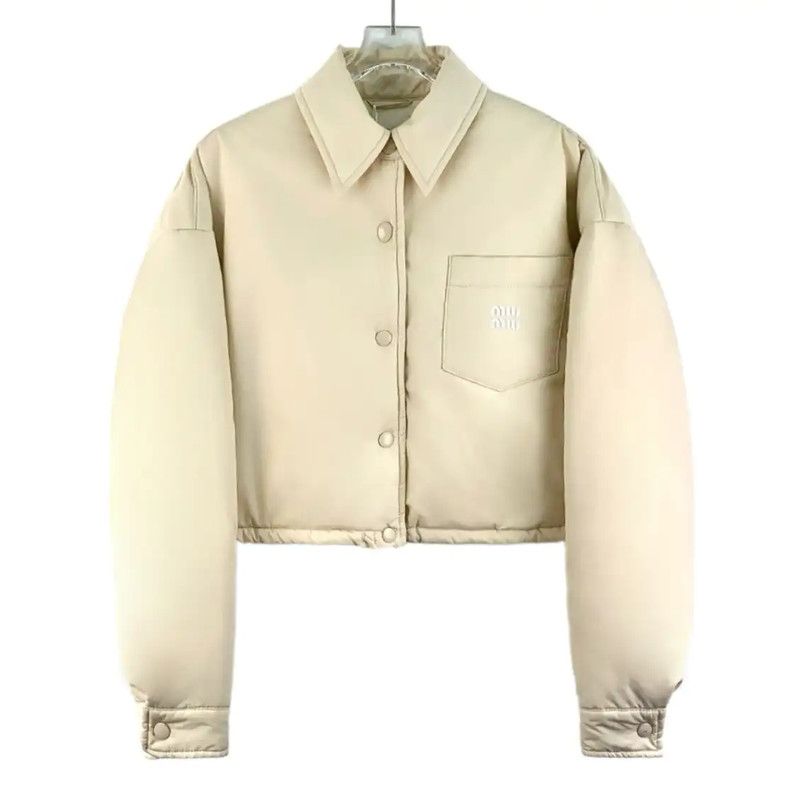 Miu Miu Miu Miu Beige Polyester Cropped Jacket 0089 Size S / US 4 / IT 40 - 1 Thumbnail