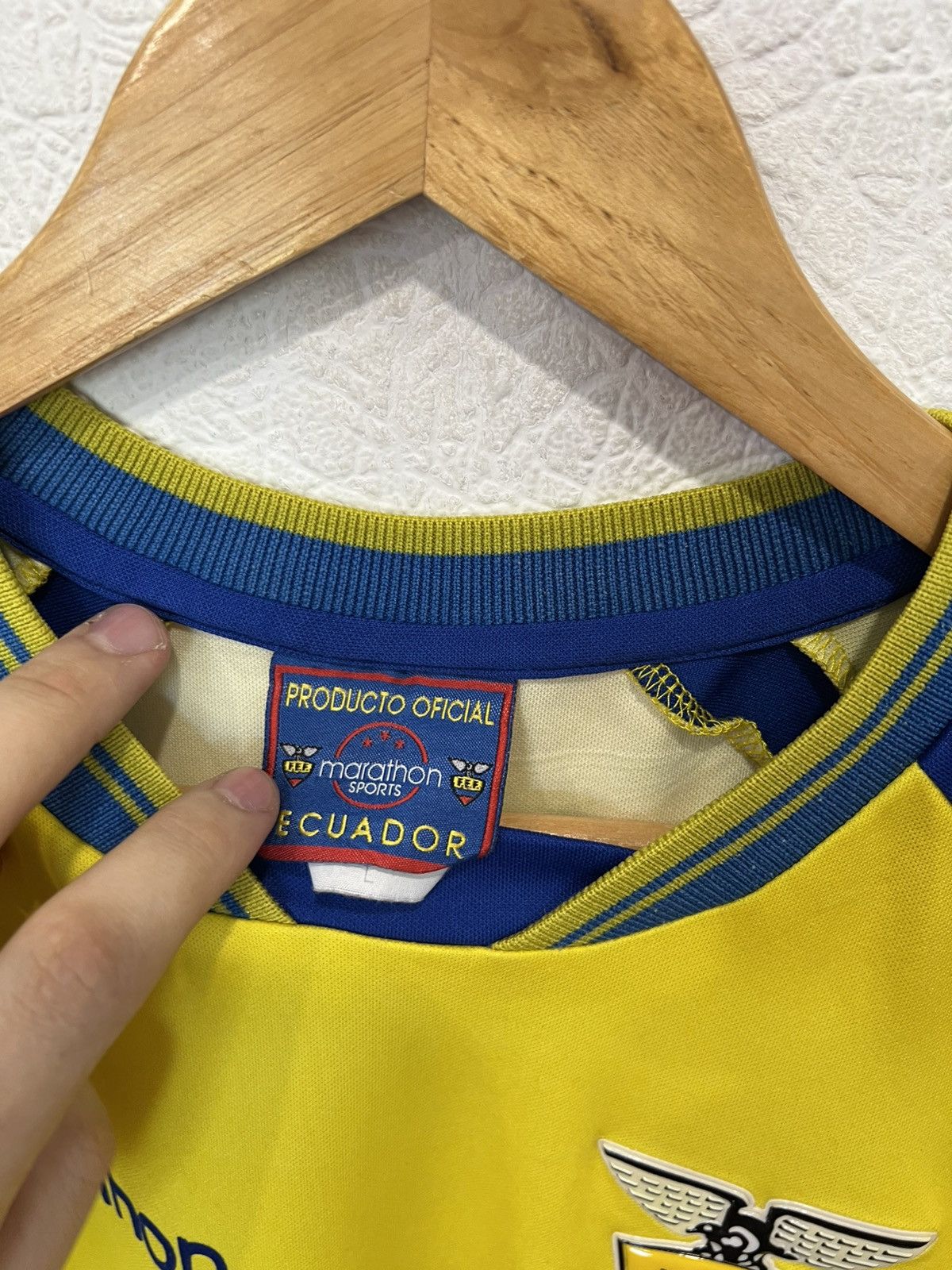 Vintage Marathon Ecuador 2002 Home Kit Soccer Jersey Football Shirt Size US L / EU 52-54 / 3 - 3 Thumbnail