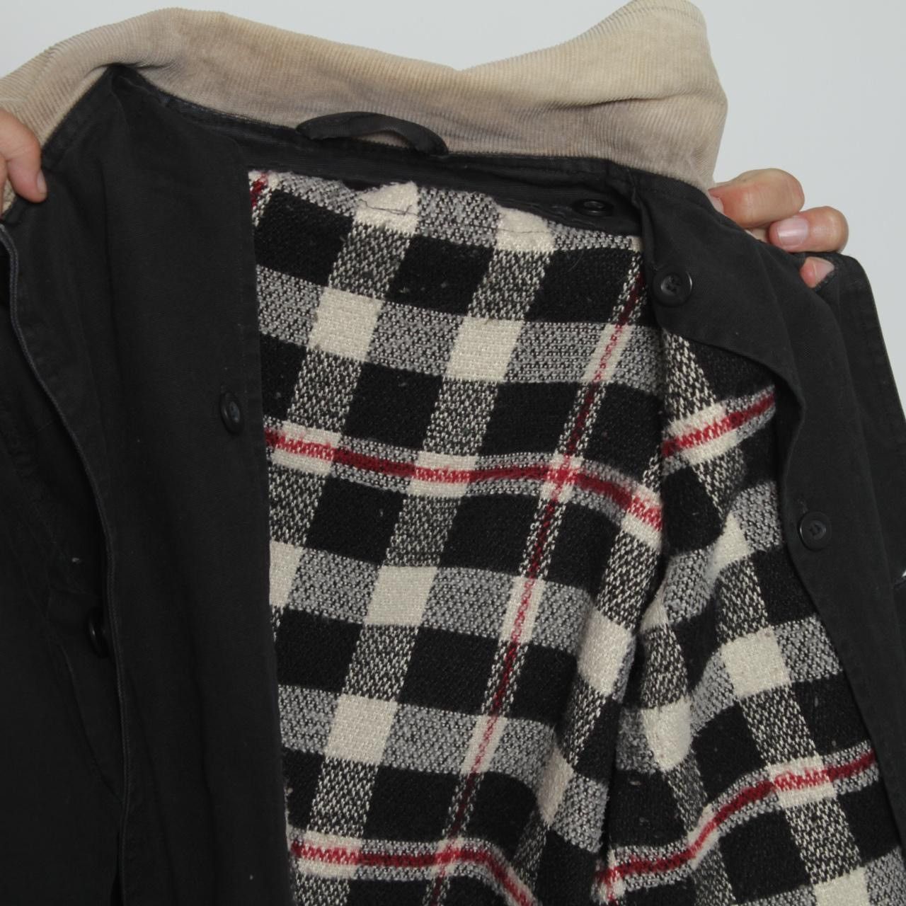 Vintage BLACK BUTTON UP CHORE JACKET WITH TAN CORDUROY COLLAR Size US L / EU 52-54 / 3 - 6 Thumbnail