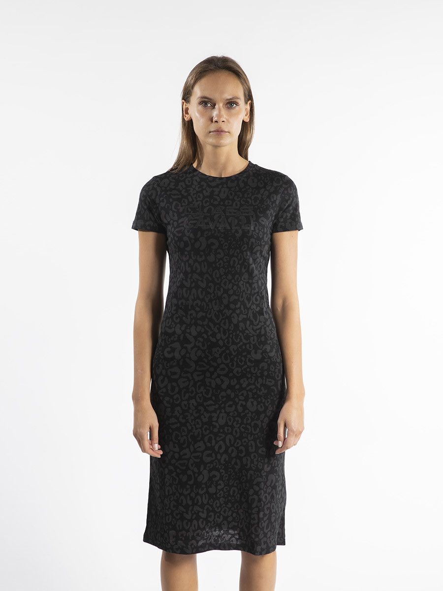 Class by Roberto Cavalli Dress Gray Leopard Print Dress Sz L