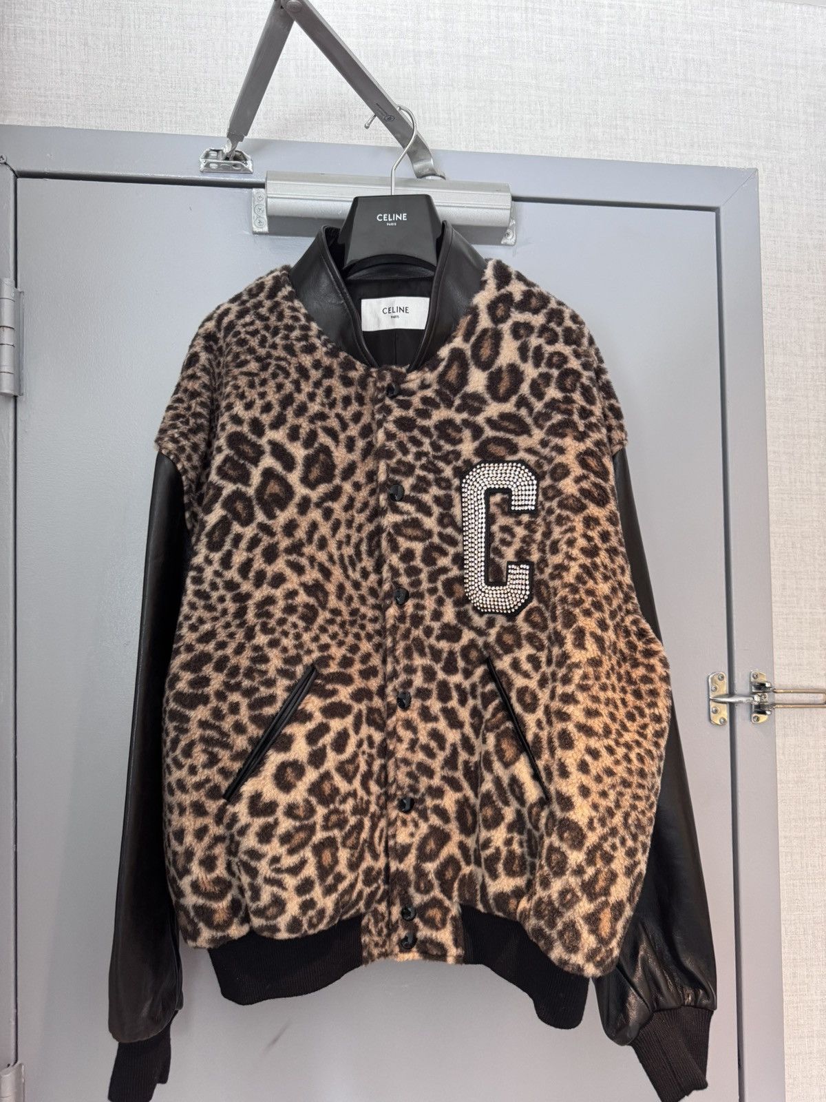 Celine Celine FW22 Leopard Teddy Varsity Moto Jacket Size US M / EU 48-50 / 2 - 1 Thumbnail
