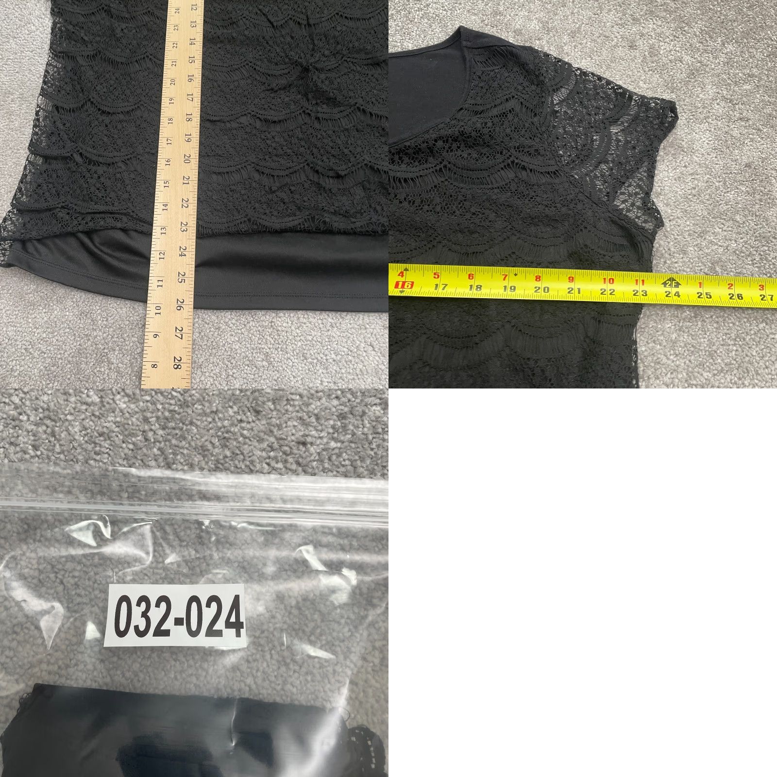 Vintage Lane Bryant Lace Blouse Womens 22W Black Round Neck Short Sleeve Casual Jersey Polyester Blouse Womens Plus KS Size 3XL / US 20-22 - 8 Thumbnail