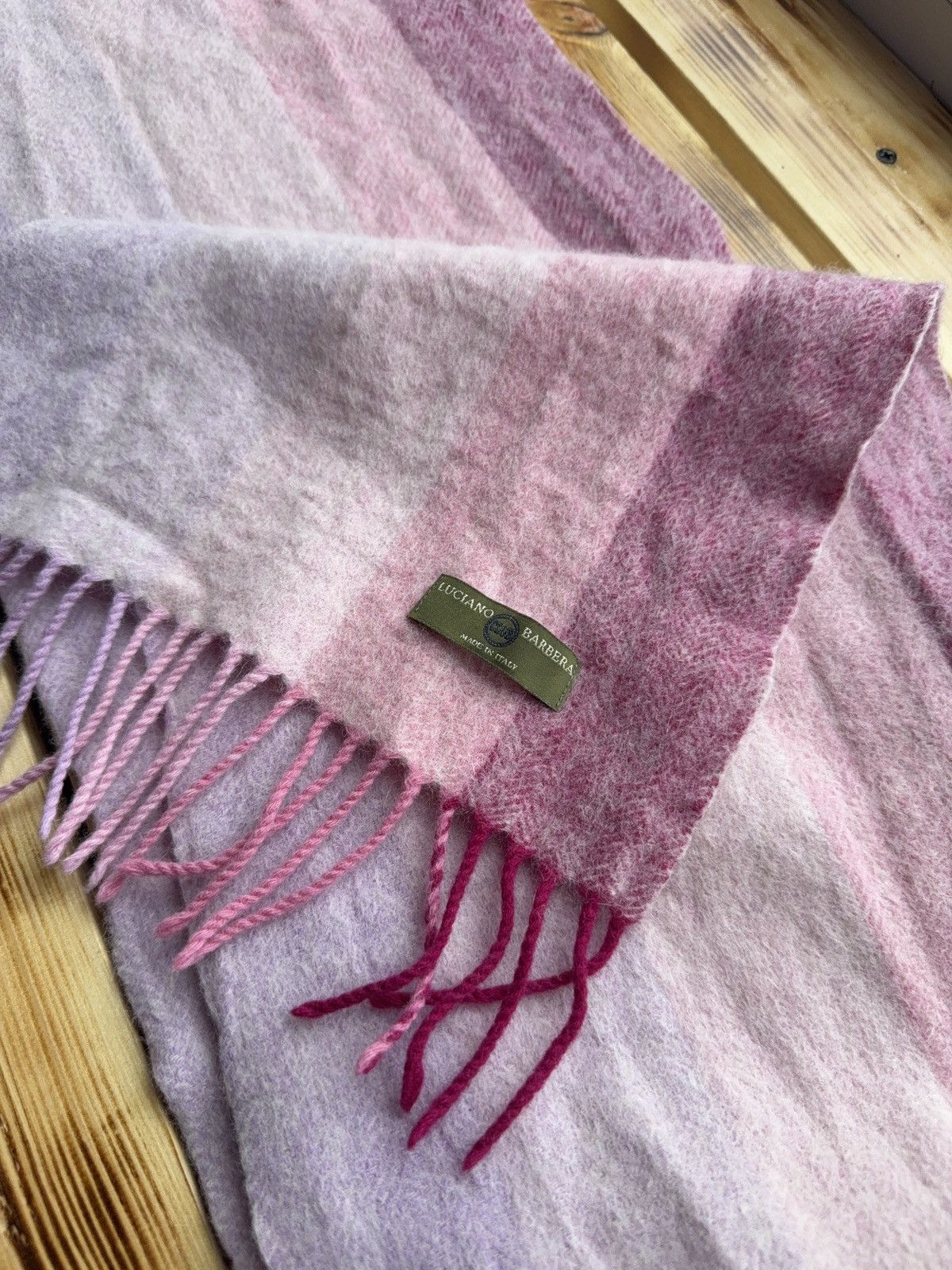 Luciano Barbera Luciano Barbera Merino Wool Scarf Pink Ombre Fringe Italy Size ONE SIZE - 9 Thumbnail