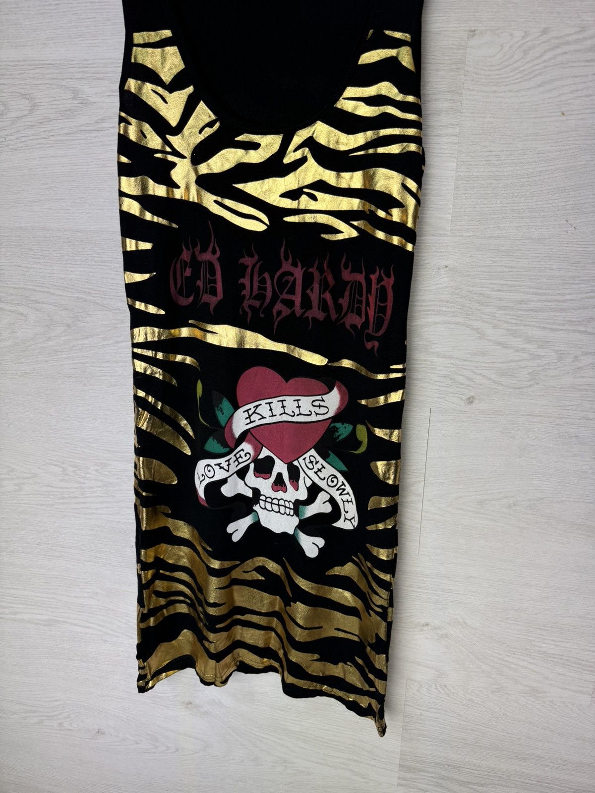 Ed Hardy Ed Hardy Dress Gold Zebra Skull Graphic Size M / US 6-8 / IT 42-44 - 2 Thumbnail