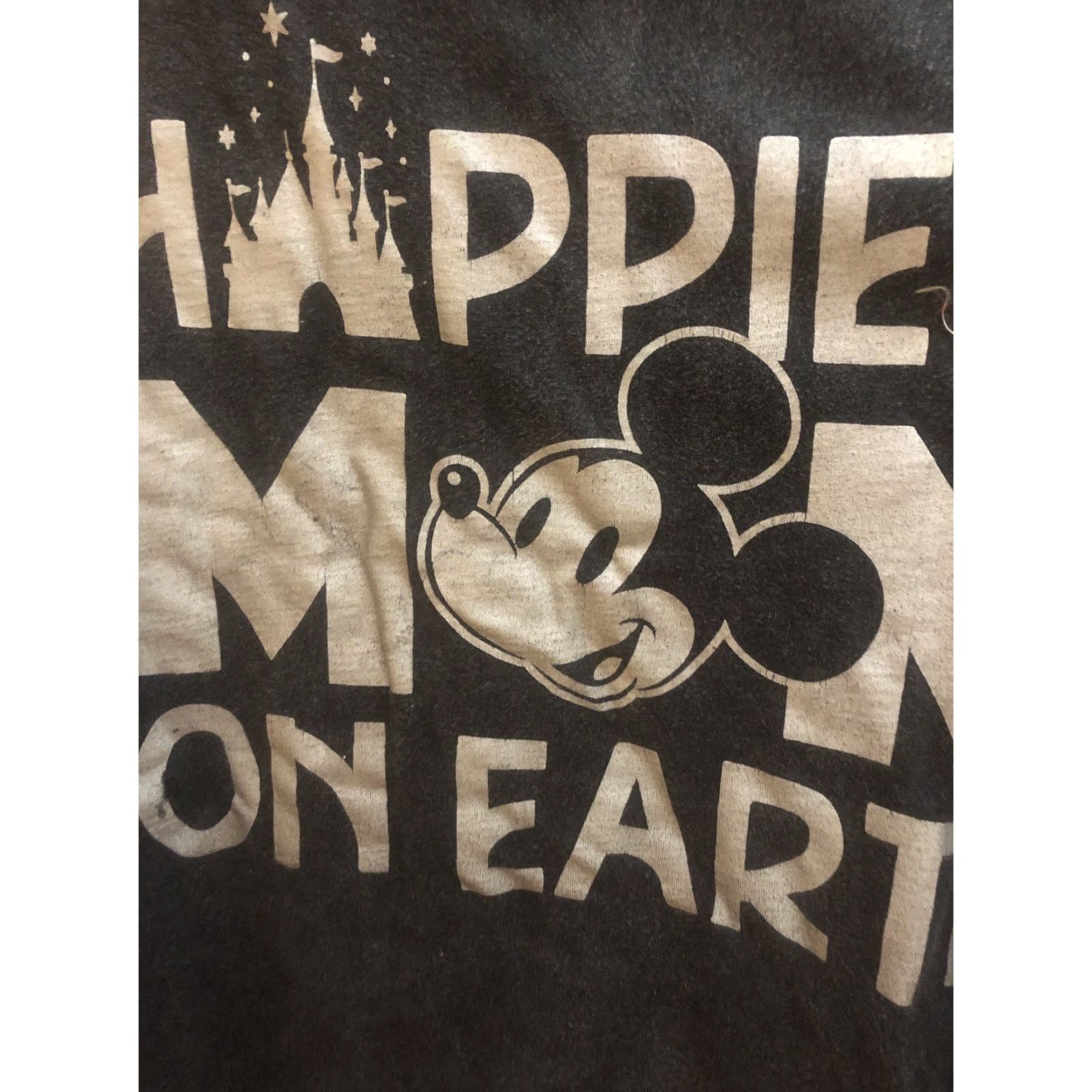 Disney Disney Mickey Mouse Happiest MOM On Earth Short Sleeve T Shirt Top 2X Women Black Cotton Crew Neck Pullover Casual Shirt Size XXL / US 16-18 / IT 52-54 - 3 Thumbnail