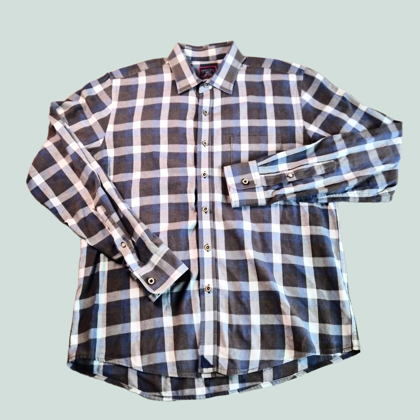 UNTUCKit UNTUCKit Long Sleeve Button Flannel Shirt Mens Medium Slim Fit Gray Plaid G004 Size US M / EU 48-50 / 2 - 1 Thumbnail