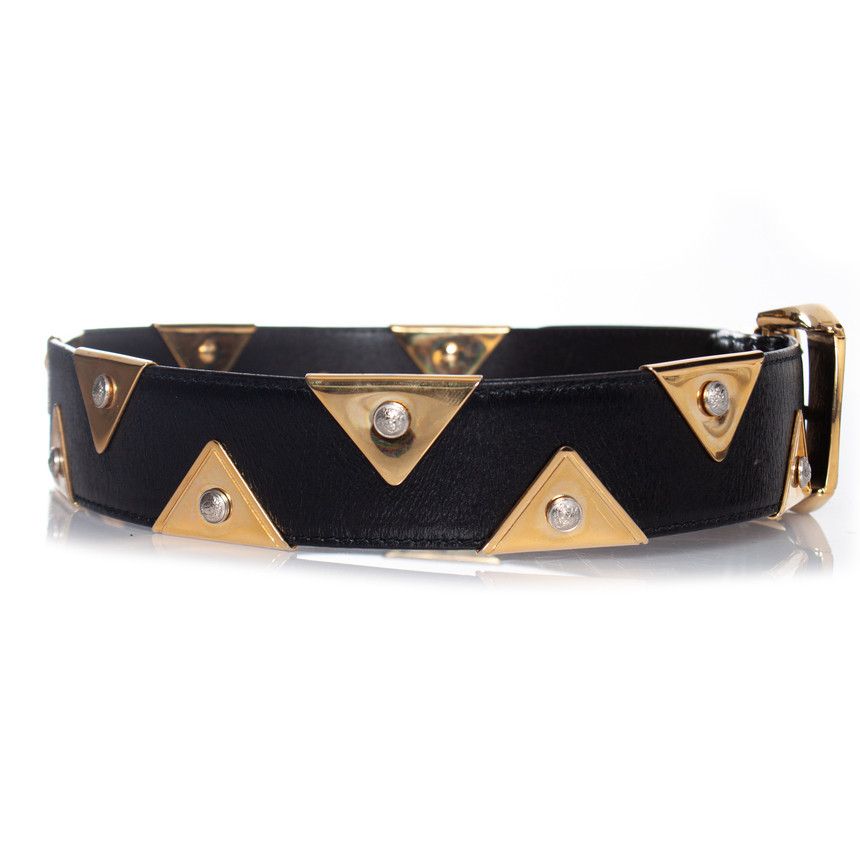Versace Gianni versace, Leather belt with gold triangle applications Size ONE SIZE - 2 Thumbnail
