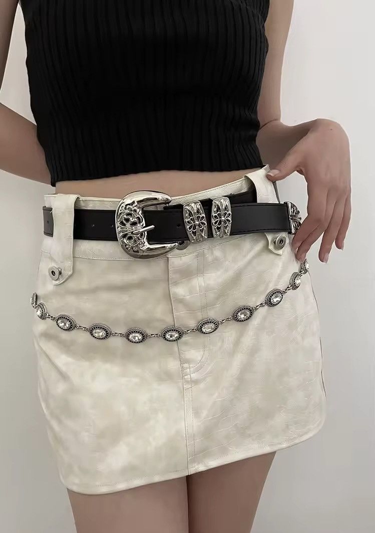 Other Gothic Punk PU Leather Buckle Unisex Belt Size ONE SIZE - 1 Thumbnail