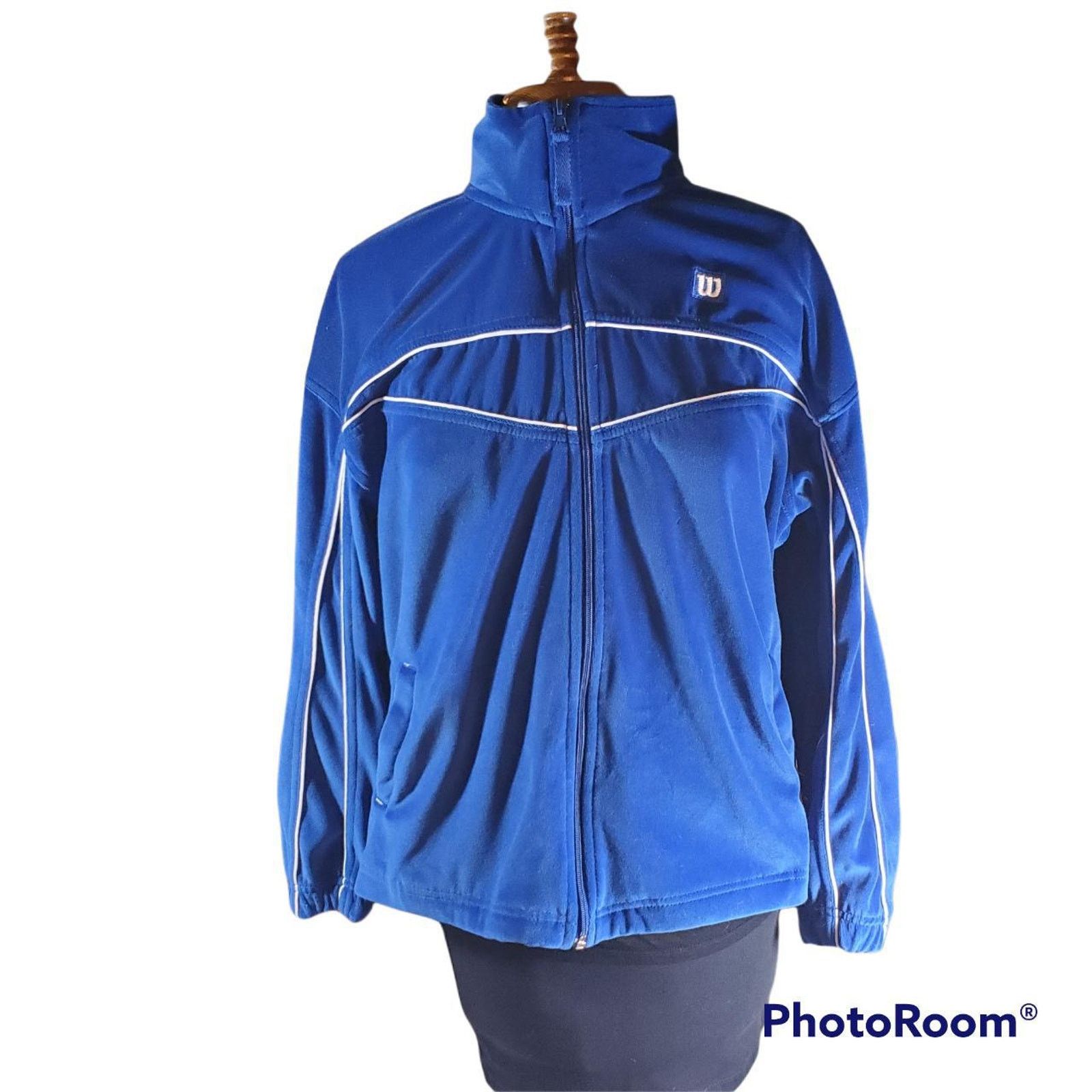 Wilson Wilson | Royal Blue Velour Tennis/Track Jacket | Large 14-16 Size L / US 10 / IT 46 - 4 Thumbnail