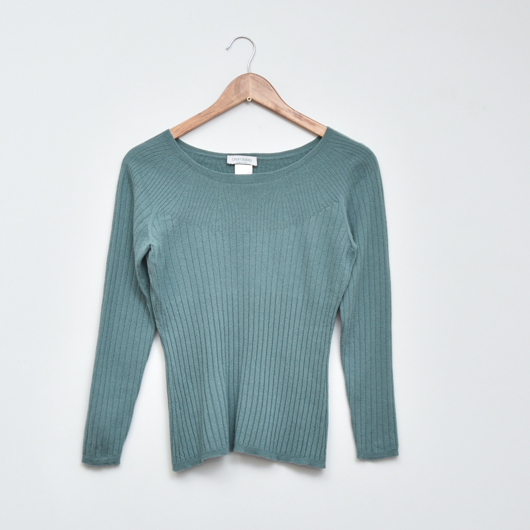 Gran Sasso Luxury Gran Sasso Green Virgin Wool Sweater Ribbed Knit Size M / US 6-8 / IT 42-44 - 1 Thumbnail