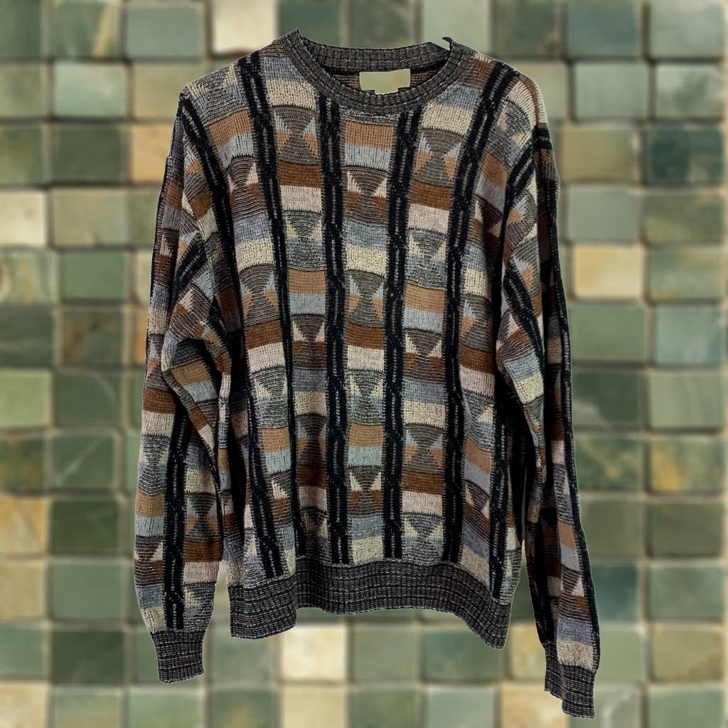 Vintage VINTAGE Lamberti Wool Blend Italy Geometric Sweater XL Indie Sleaze Size US XL / EU 56 / 4 - 1 Thumbnail