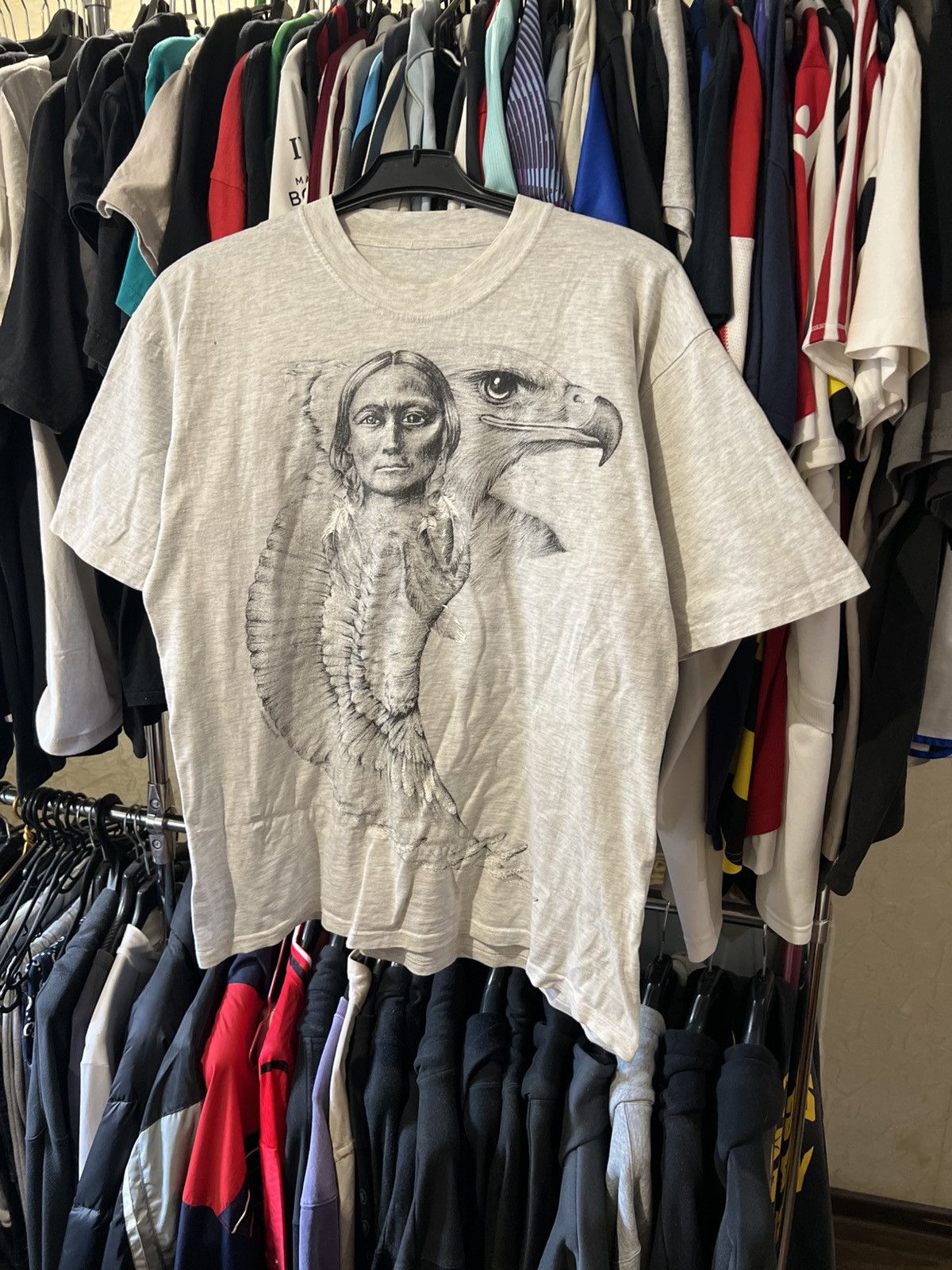 Vintage VINTAGE Y2K 90S AMERICAN NATIVE NATURE T SHIRT EAGLE INDIAN Size US L / EU 52-54 / 3 - 3 Thumbnail