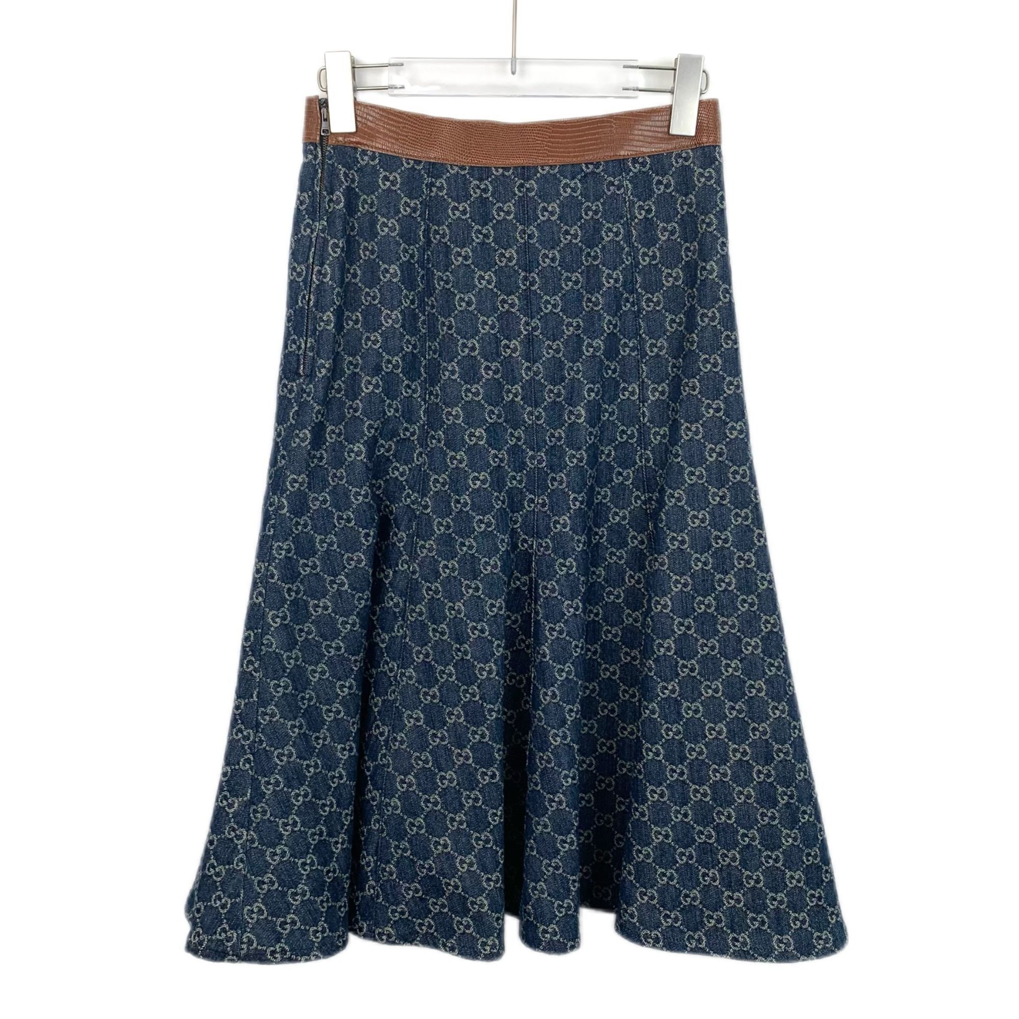 Gucci Gucci Blue Logo Jacquard Cotton Midi Skirt (Size 38) Size 38" / US 16 / IT 52 - 7 Thumbnail