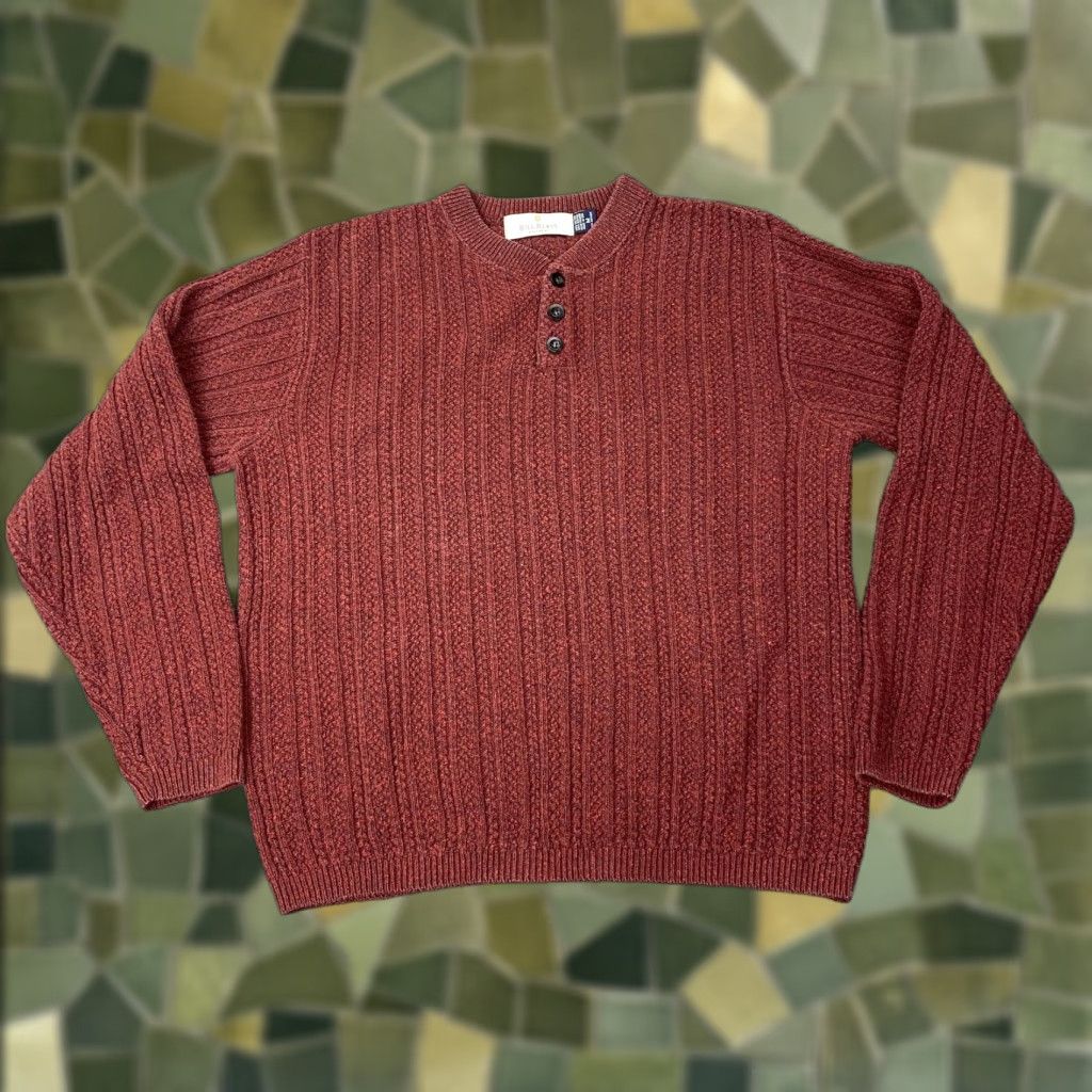 Bill Blass VINTAGE Bill Blass Sweater Mens Medium Burgundy 3 Button Henley Ribbed Knit Made USA Size US M / EU 48-50 / 2 - 1 Thumbnail