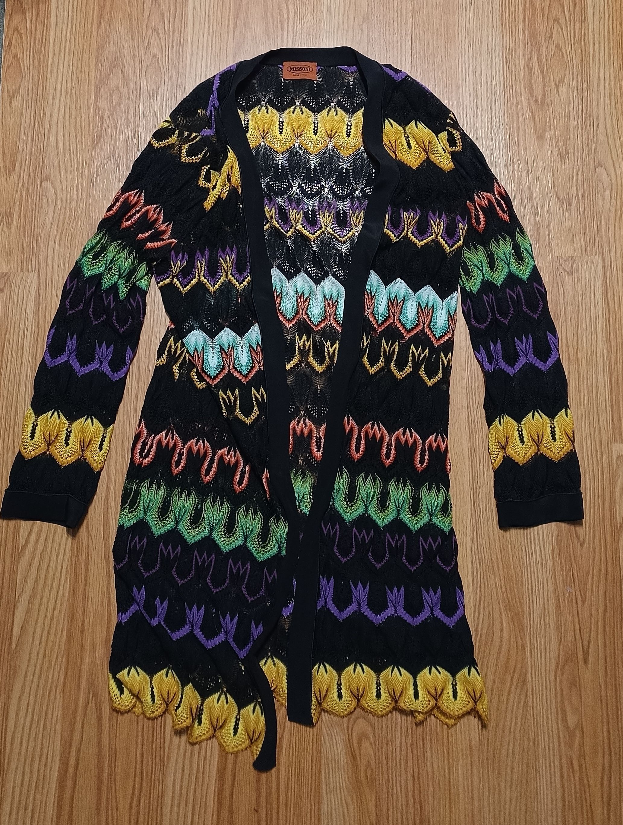 Missoni MISSONI Zig Zag Print Long Open Cardigan Jacket EU48 Size XL / US 12-14 / IT 48-50 - 6 Thumbnail