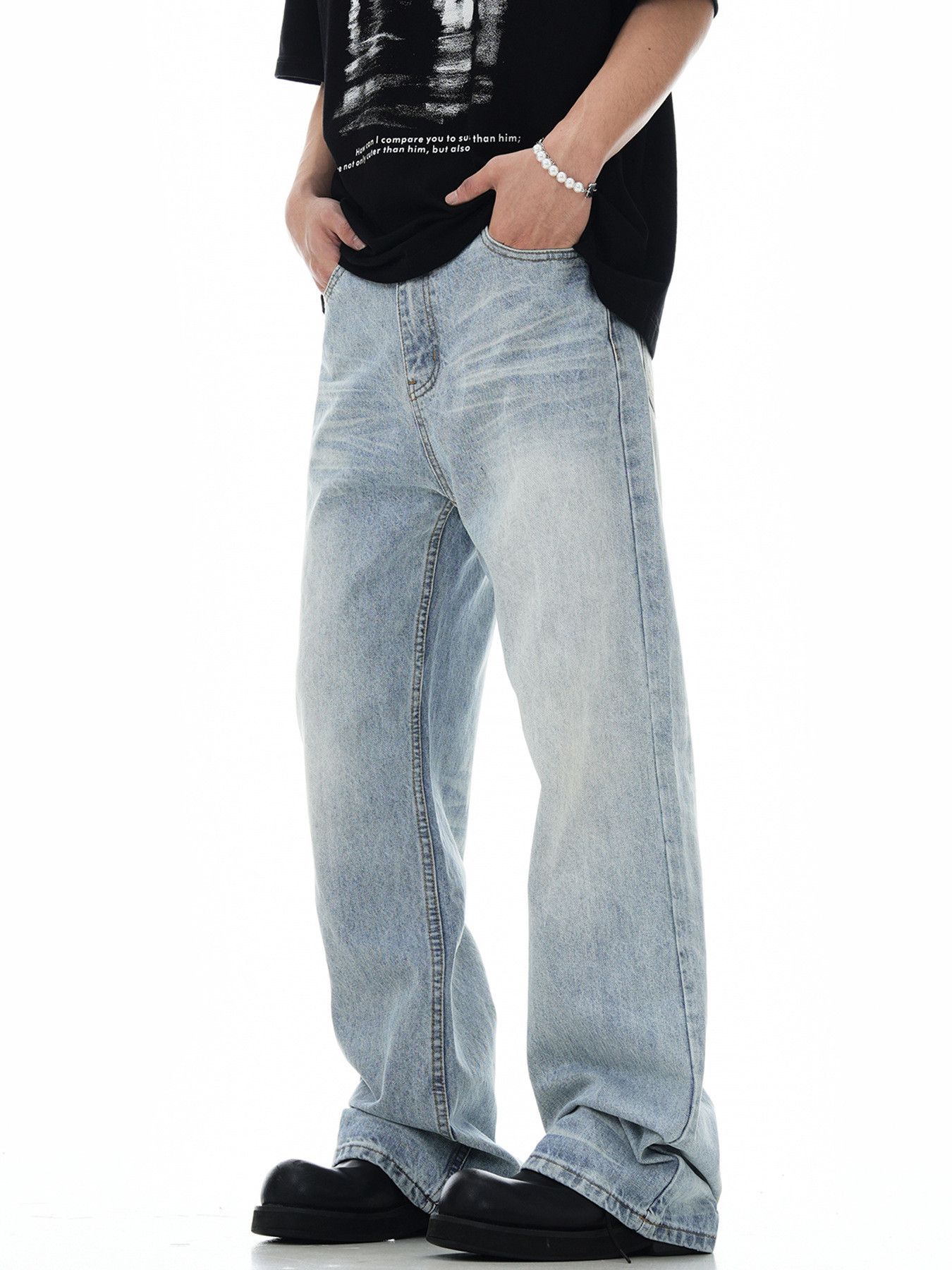 Japanese Brand American men's cleanfit retro casual loose flared jeans Size US 32 / EU 48 - 2 Thumbnail