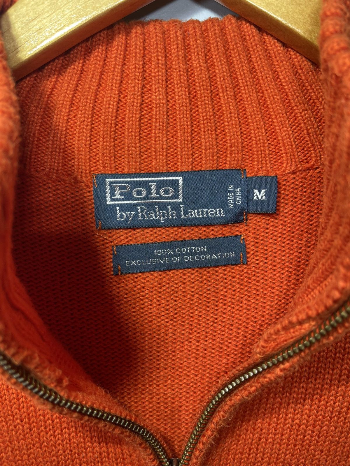 Polo Ralph Lauren Polo Ralph Lauren Men's Orange Quarter Zip Knit Sweater Sz M Size US M / EU 48-50 / 2 - 3 Thumbnail