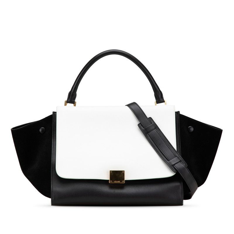 Celine Celine Trapeze Leather Suede 2Way Bag Leather Shoulder Bag in Black, Women's