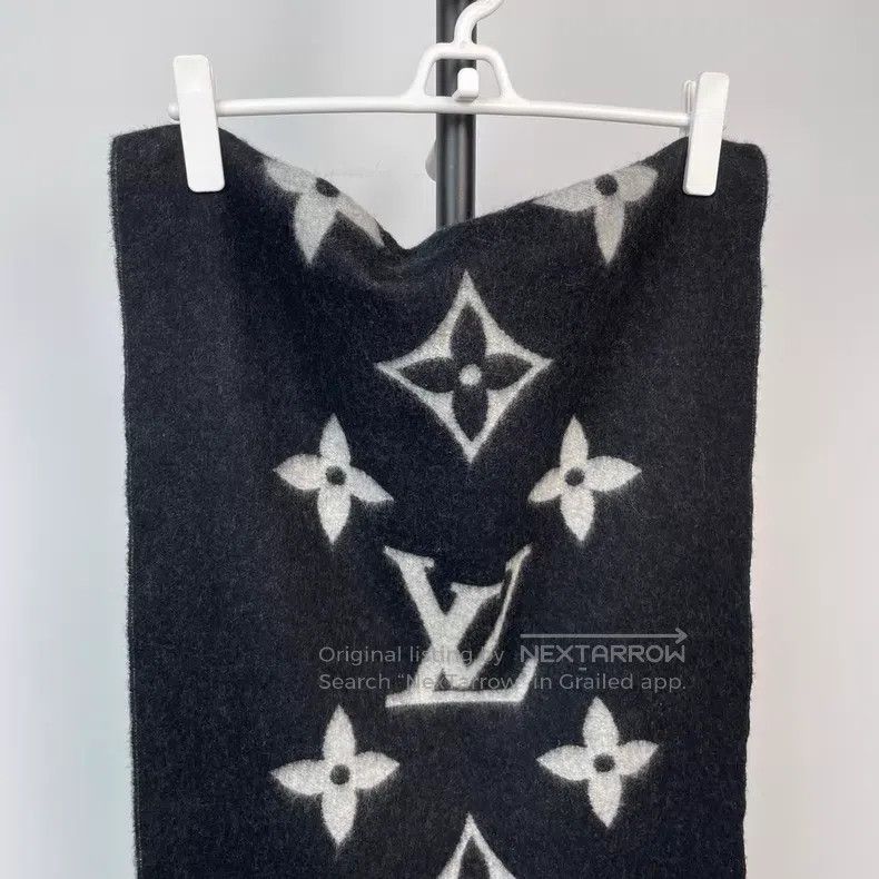 Louis Vuitton Louis Vuitton Black and grey full-print cashmere double-si Size ONE SIZE - 2 Thumbnail