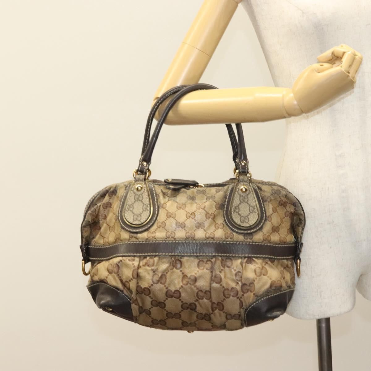 Gucci GUCCI GG Crystal Hand Bag Coated Canvas Beige Gold Size ONE SIZE - 22 Thumbnail